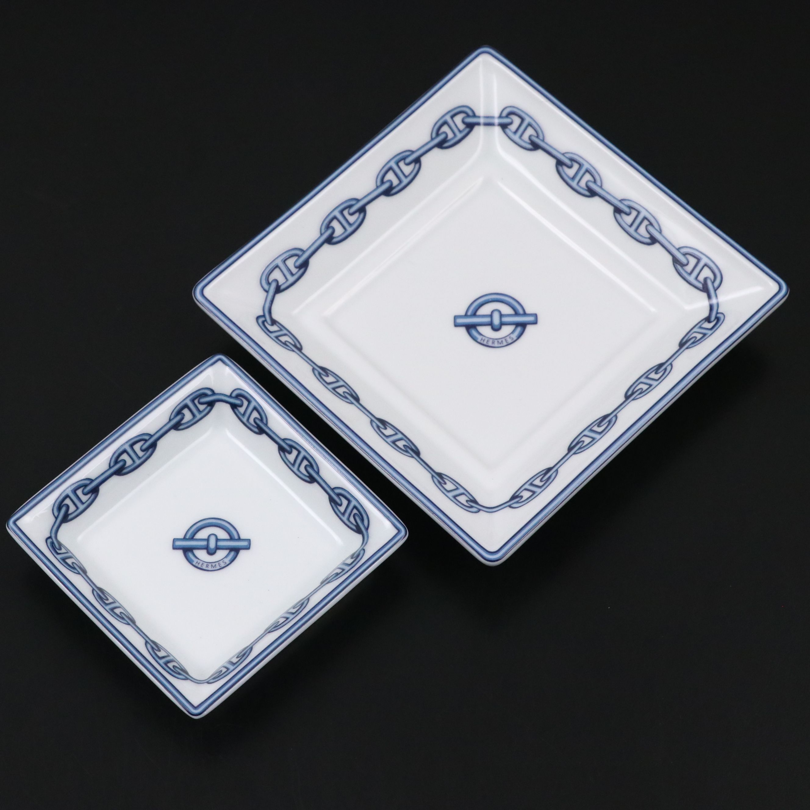 Hermès "Chaine d'Ancre" Porcelain Square Valet Trays