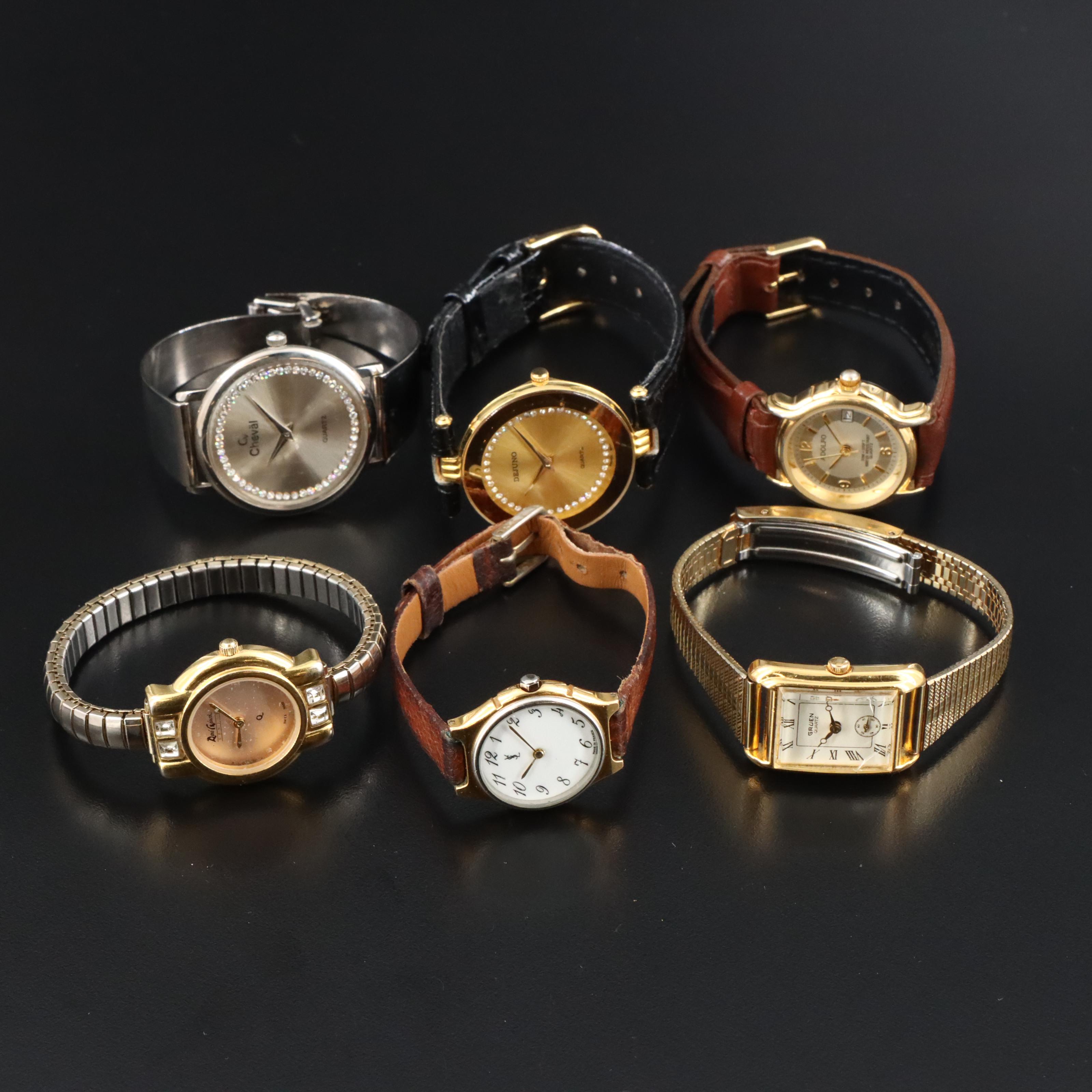 Collection of Quartz Watches Featuring Adolfo, Gruen and Cheval