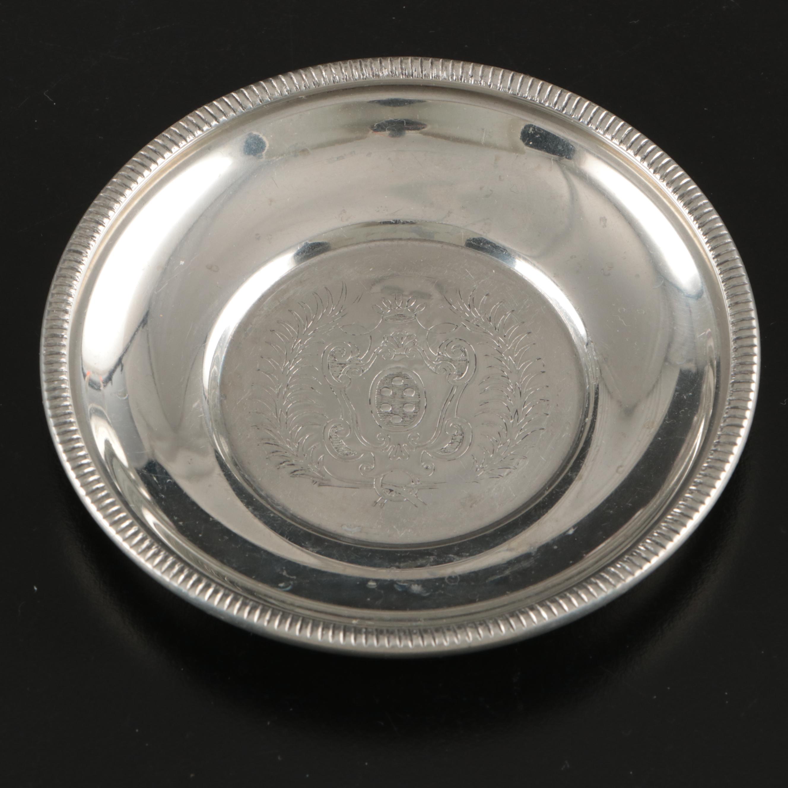 Ancap Porcelain Demitasse Cups with Italian Pewter Cup Holders and Saucers