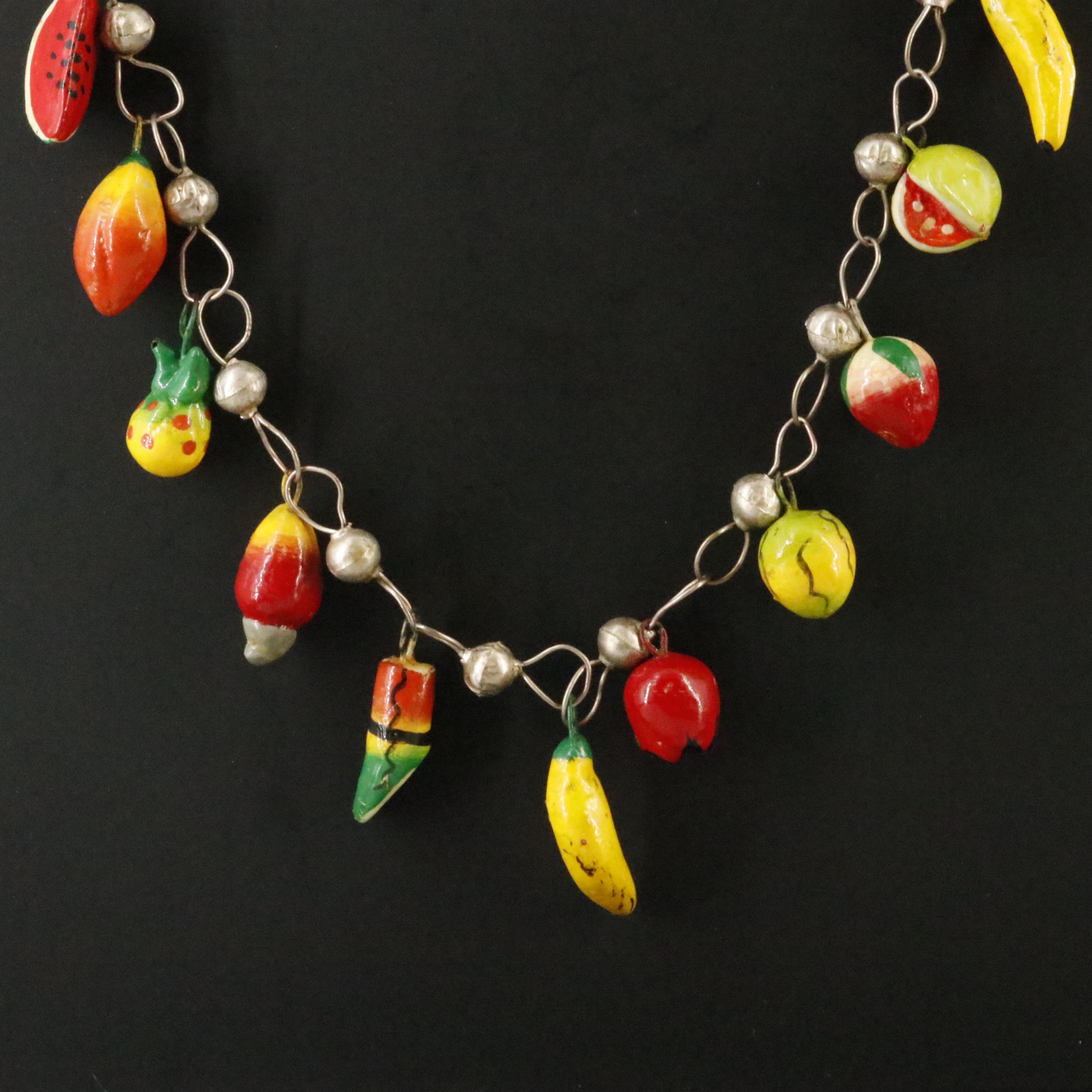 Paper Mache Fruit Necklace
