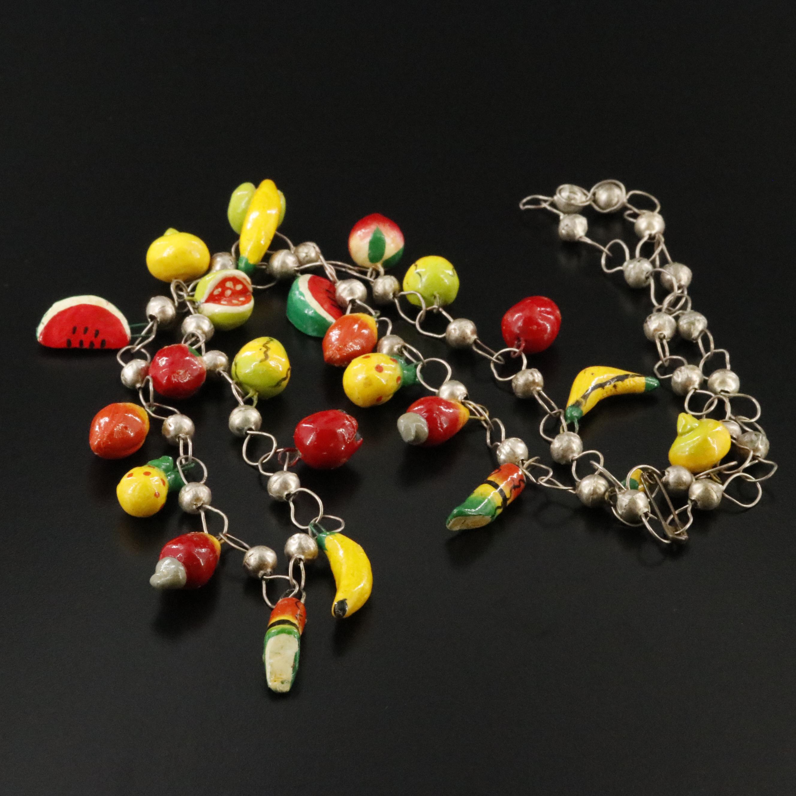 Paper Mache Fruit Necklace