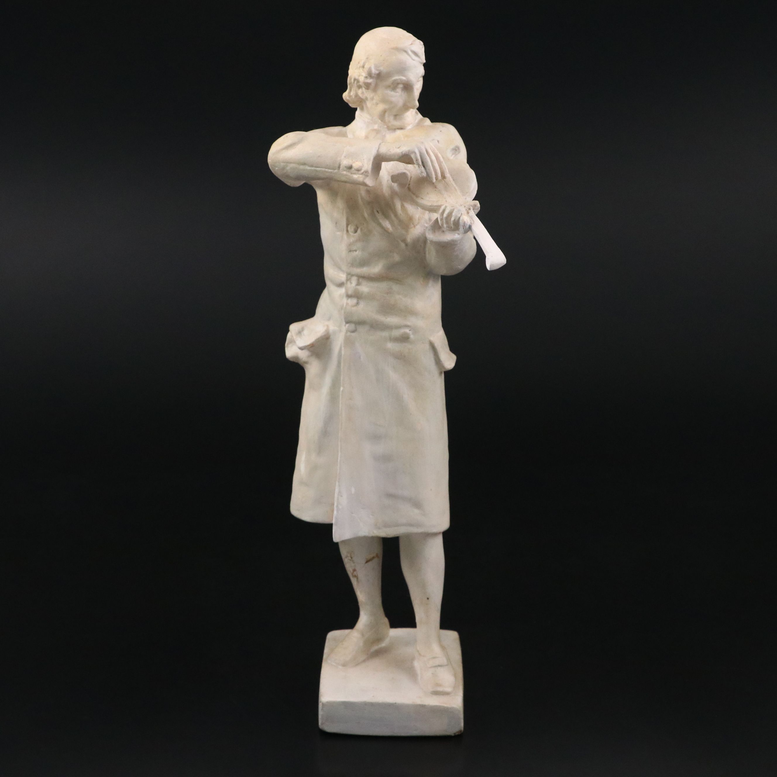 William Mercer Cast Plaster Violinist or Luthier Figurine, 19th Century