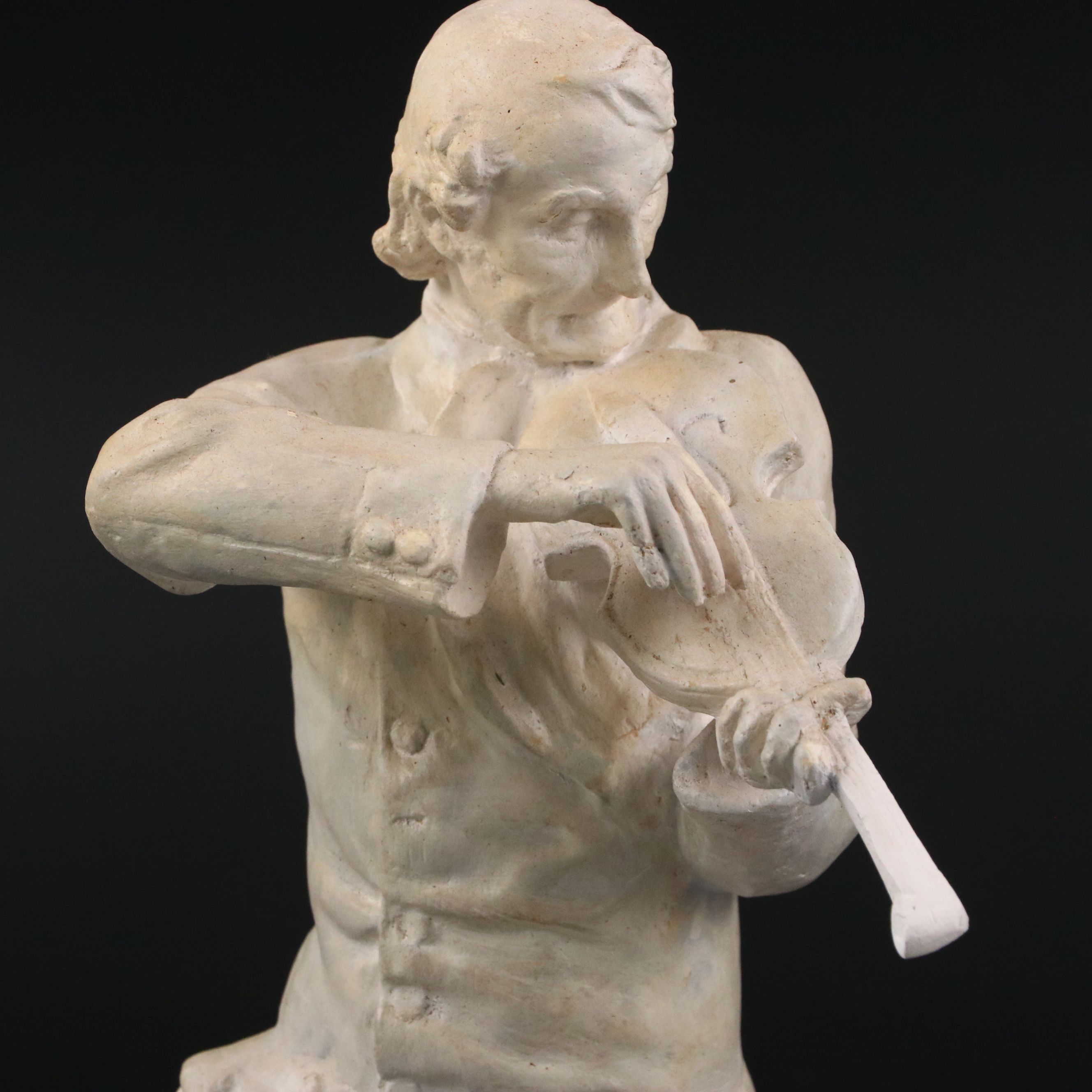 William Mercer Cast Plaster Violinist or Luthier Figurine, 19th Century