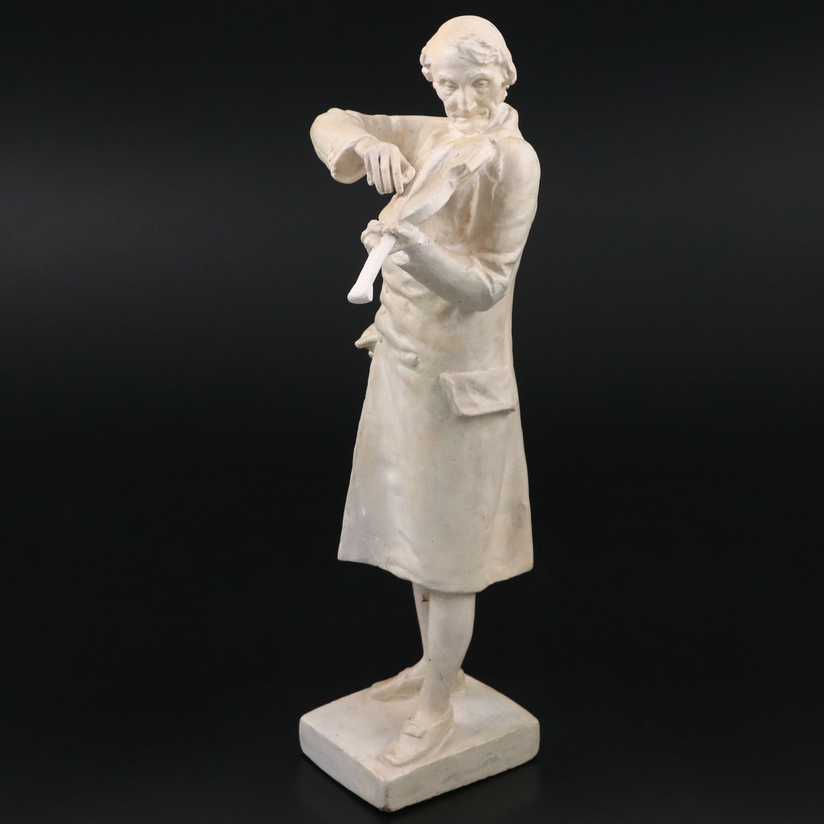 William Mercer Cast Plaster Violinist or Luthier Figurine, 19th Century