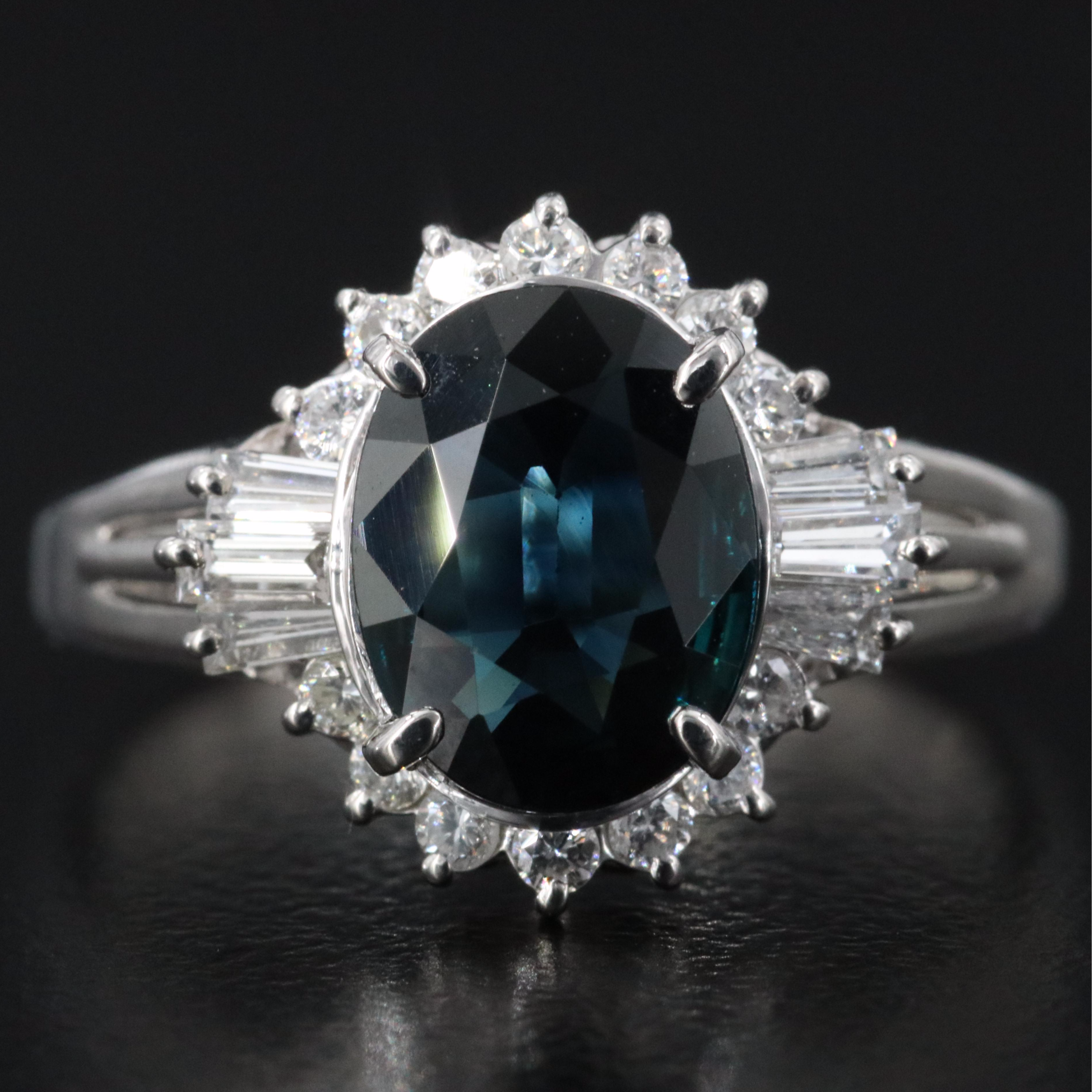 Platinum 1.55 CT Sapphire and 0.41 CTW Diamond Ring