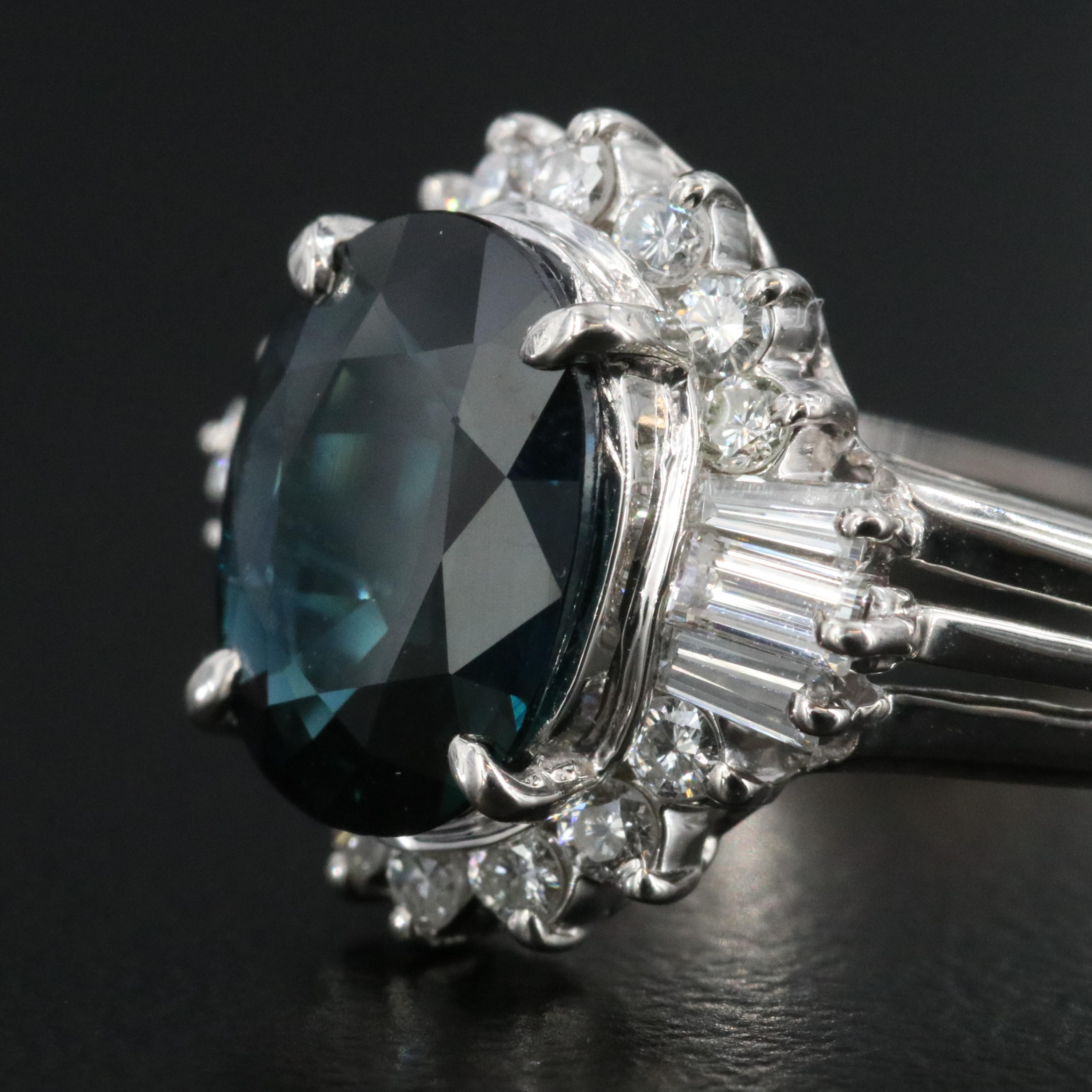 Platinum 1.55 CT Sapphire and 0.41 CTW Diamond Ring