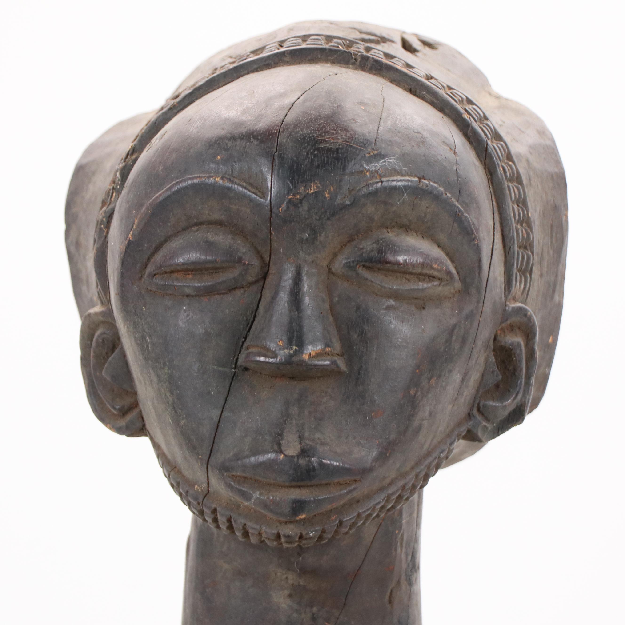 Hemba Singiti Ancestor Figure with Spotted Hyena Pelt & Python Snakeskin Belt