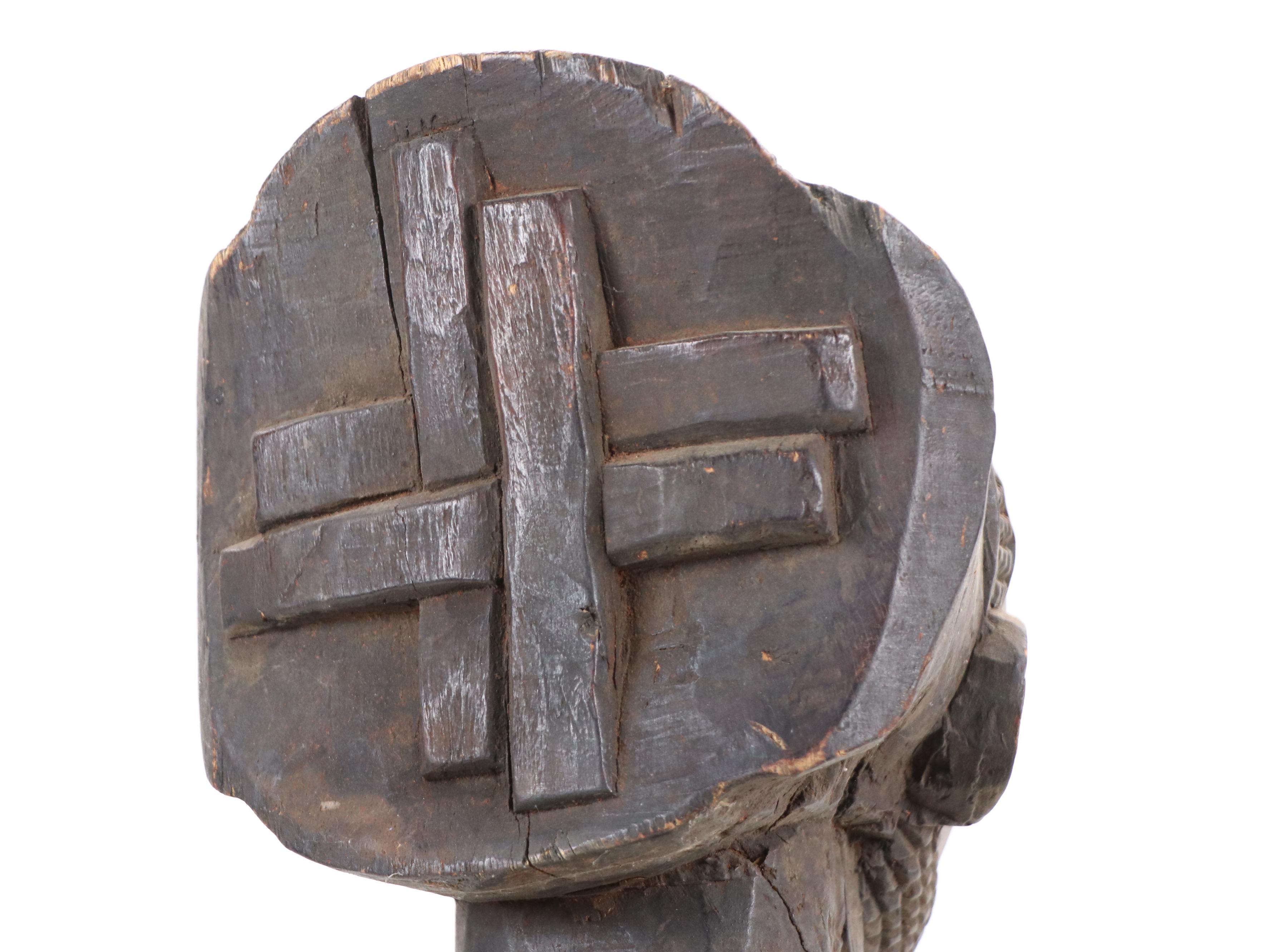 Hemba Singiti Ancestor Figure with Spotted Hyena Pelt & Python Snakeskin Belt