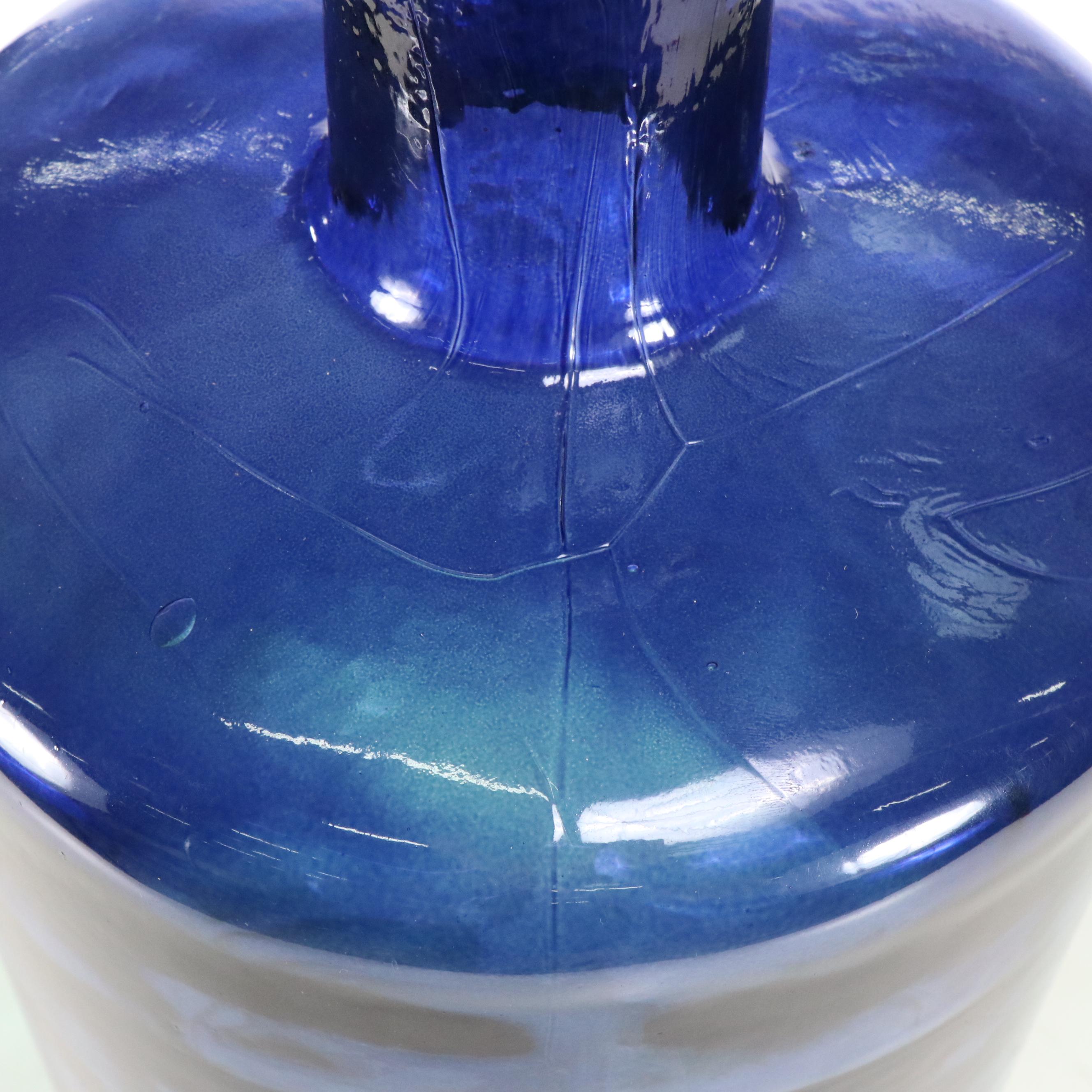 Blue Ombré Glass Floor Vase