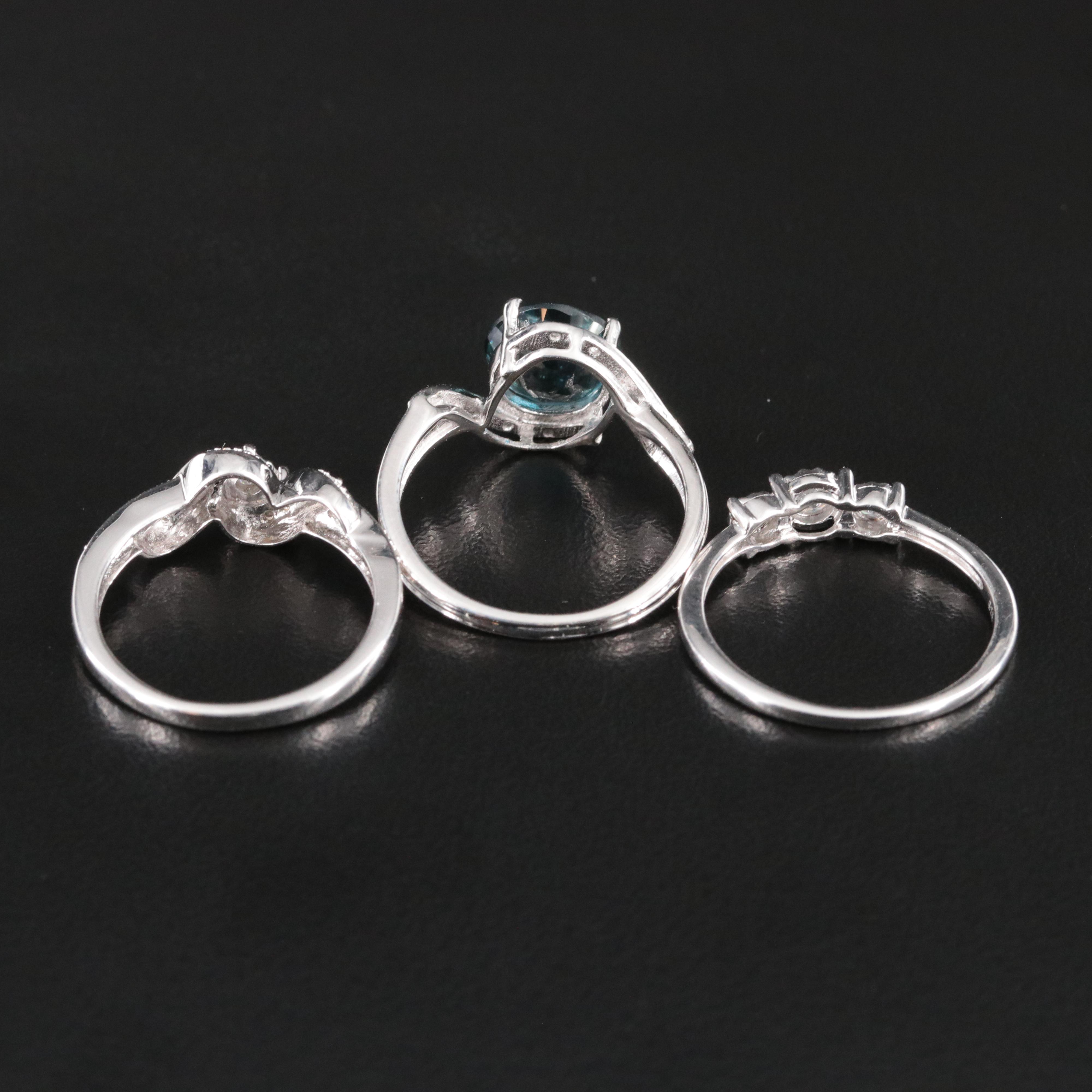 Sterling London Blue Topaz and Diamond Rings