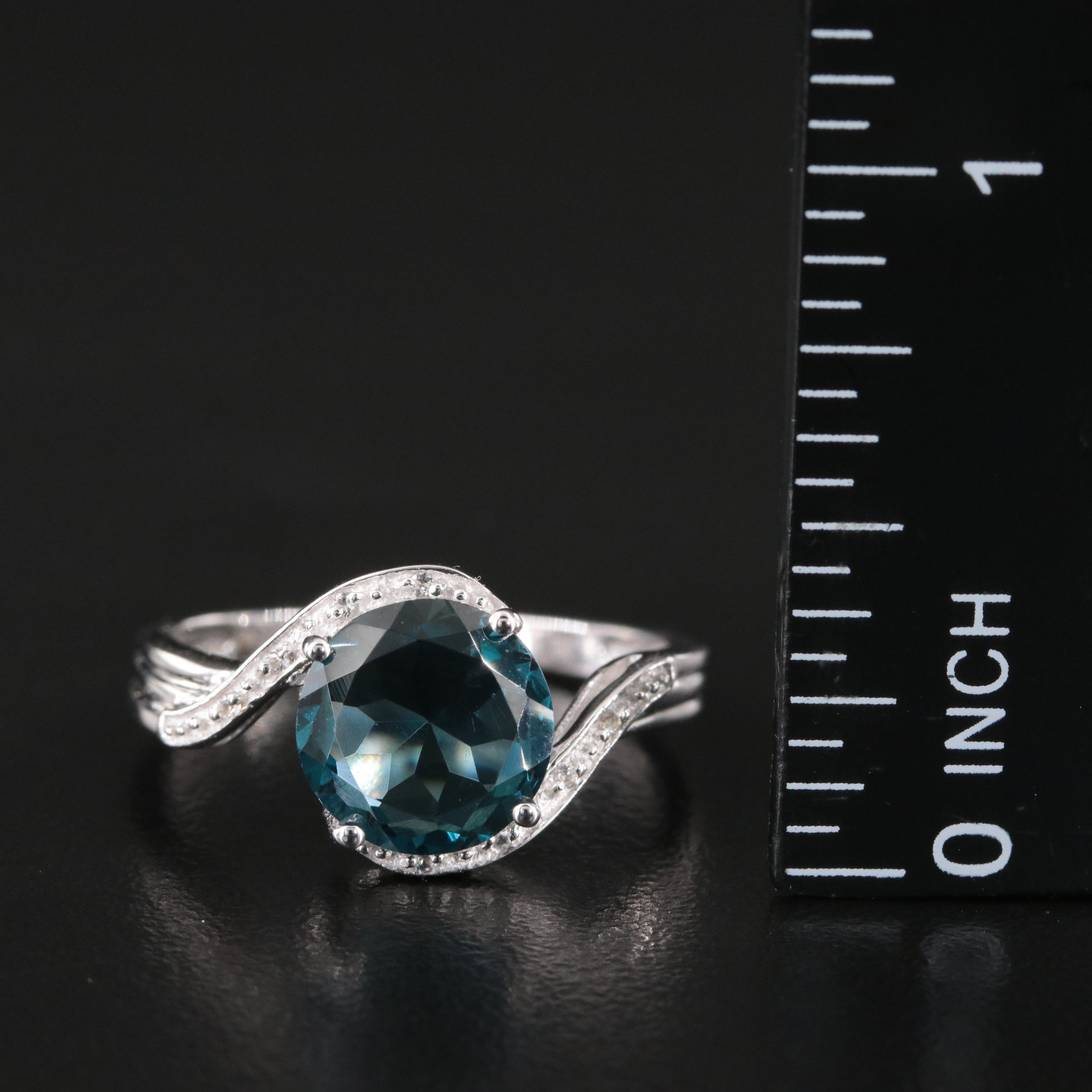 Sterling London Blue Topaz and Diamond Rings