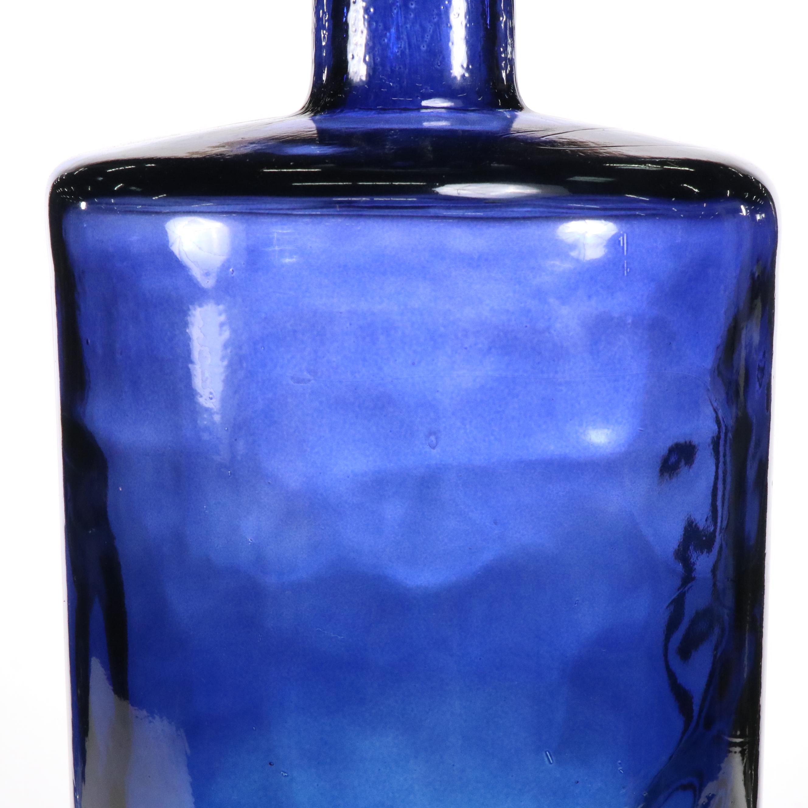 Blue Ombré Glass Floor Vase