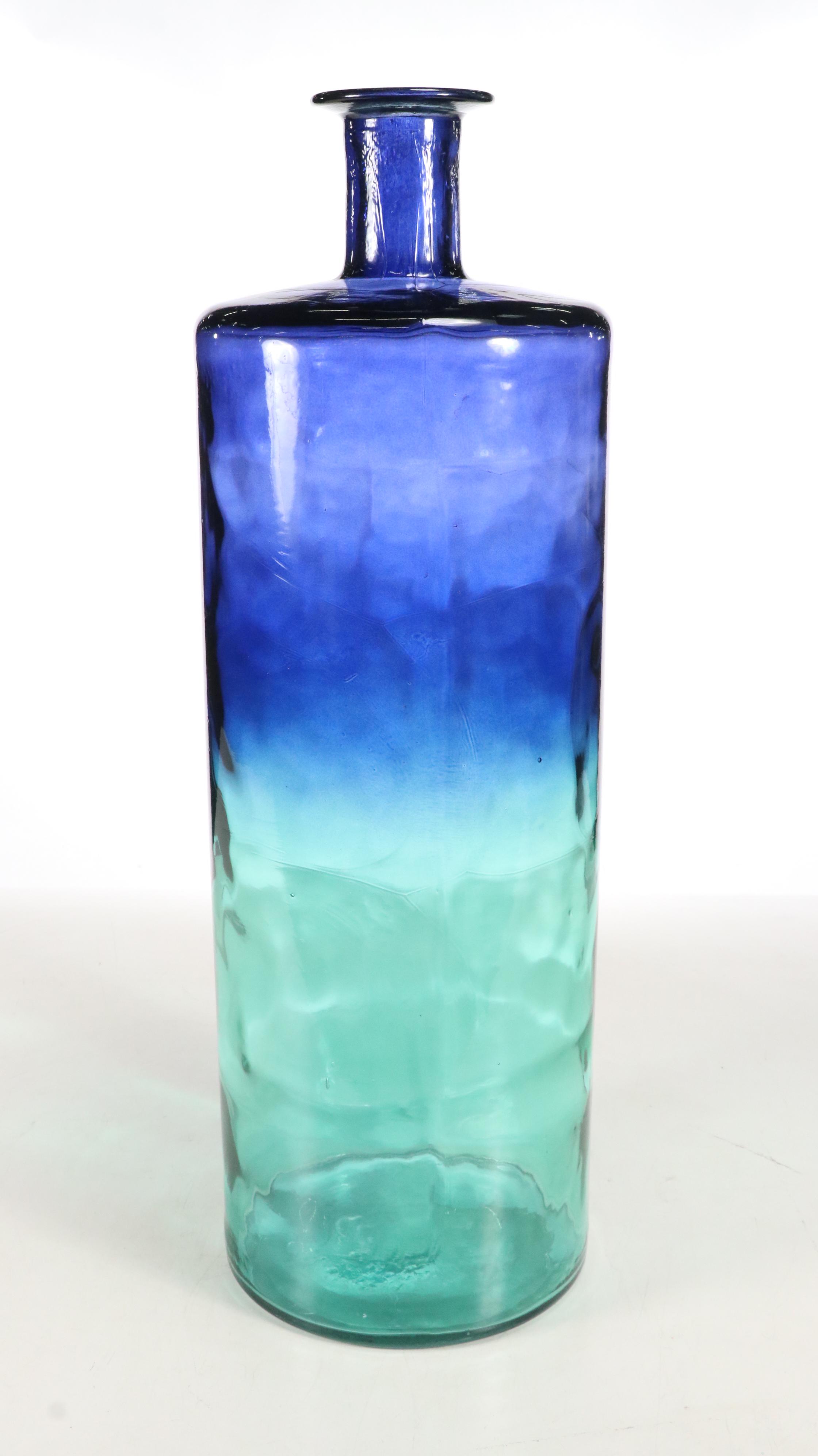 Blue Ombré Glass Floor Vase