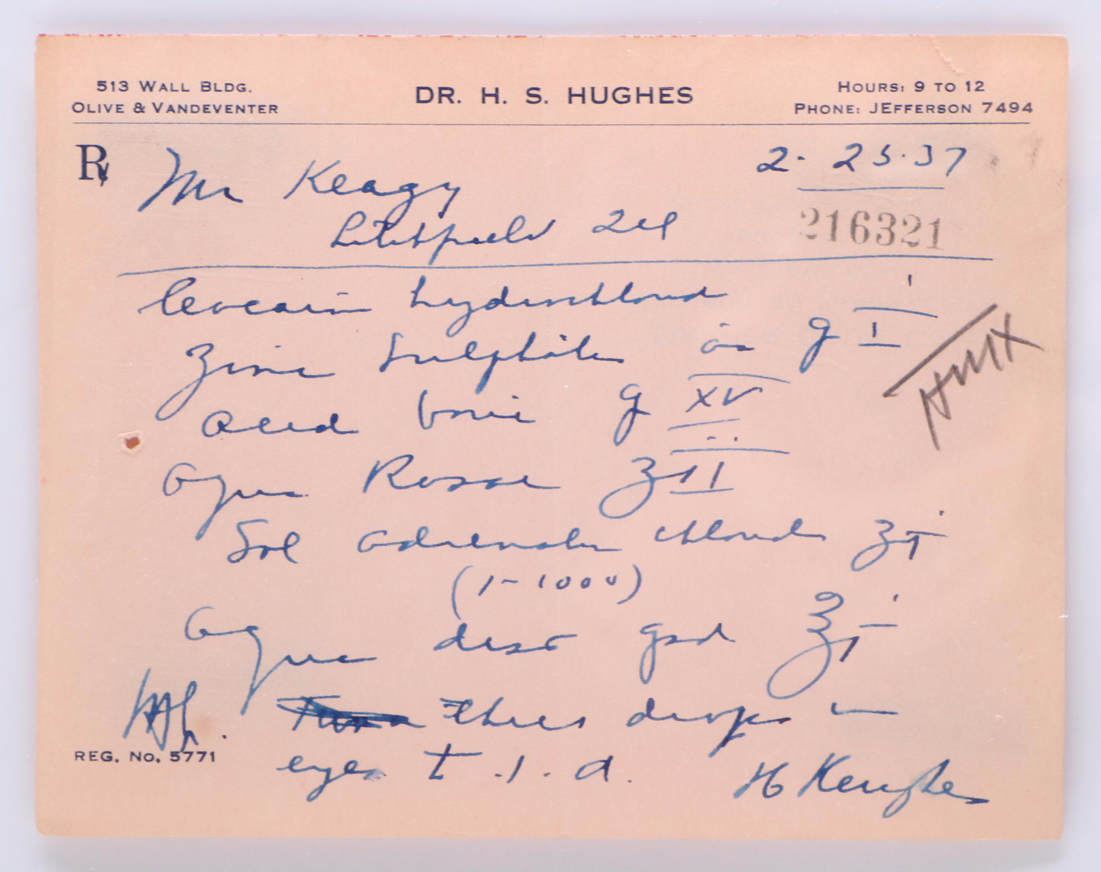 Prescription Form for Cocaine, 1937