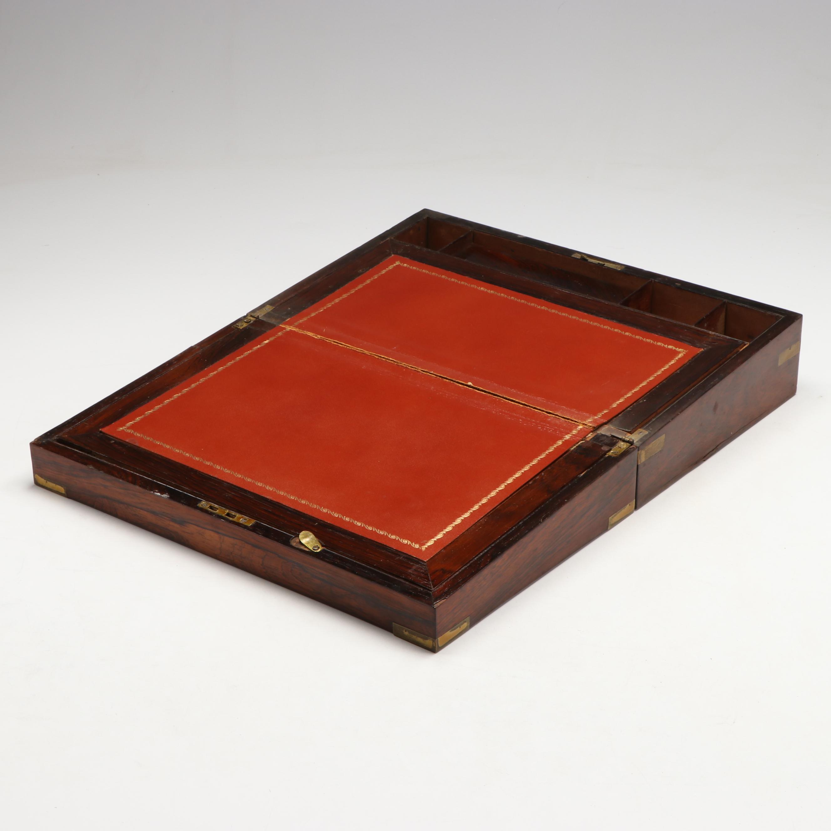 Wooden Lap Desk with Brass Finish Accents