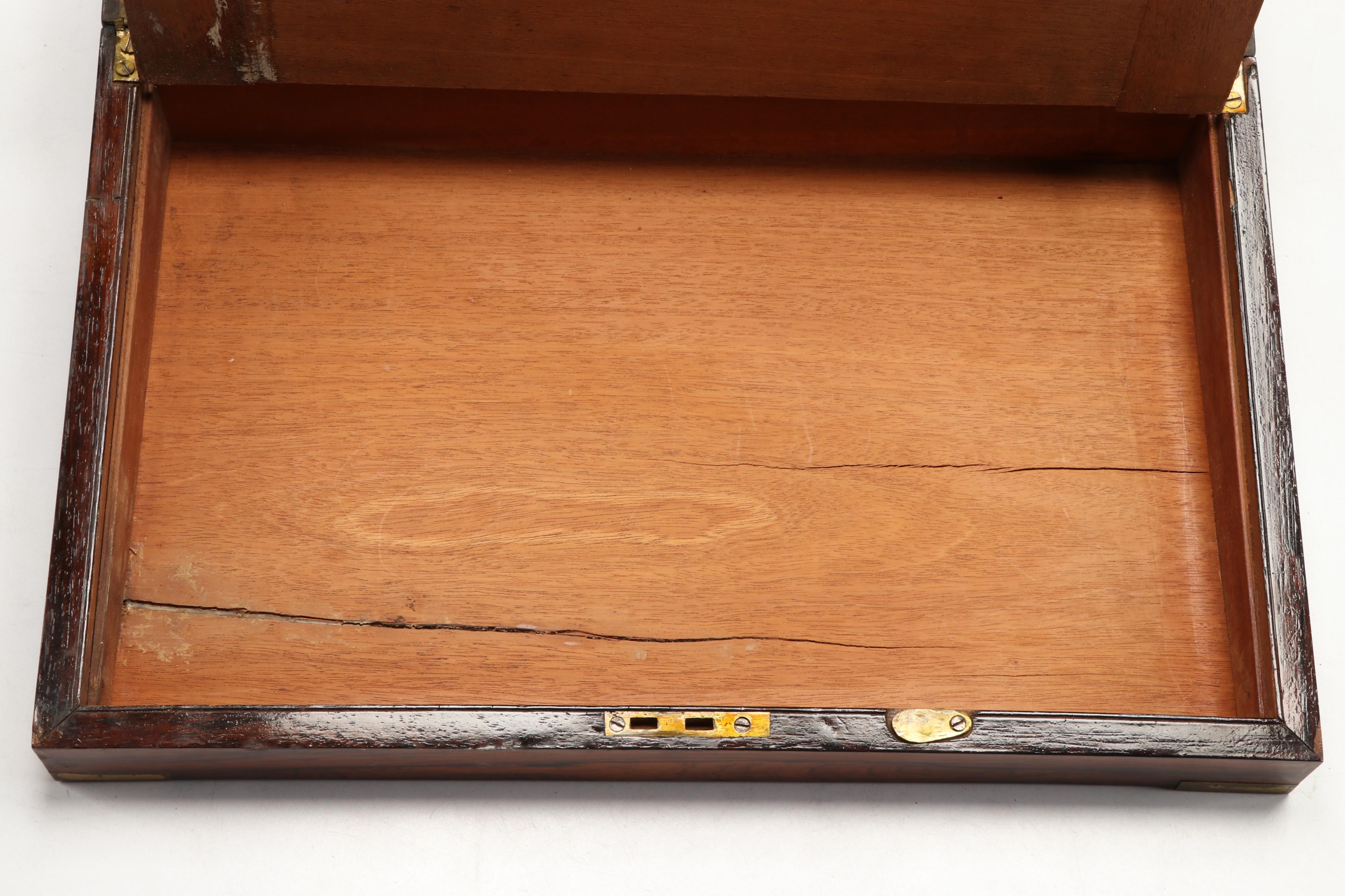 Wooden Lap Desk with Brass Finish Accents