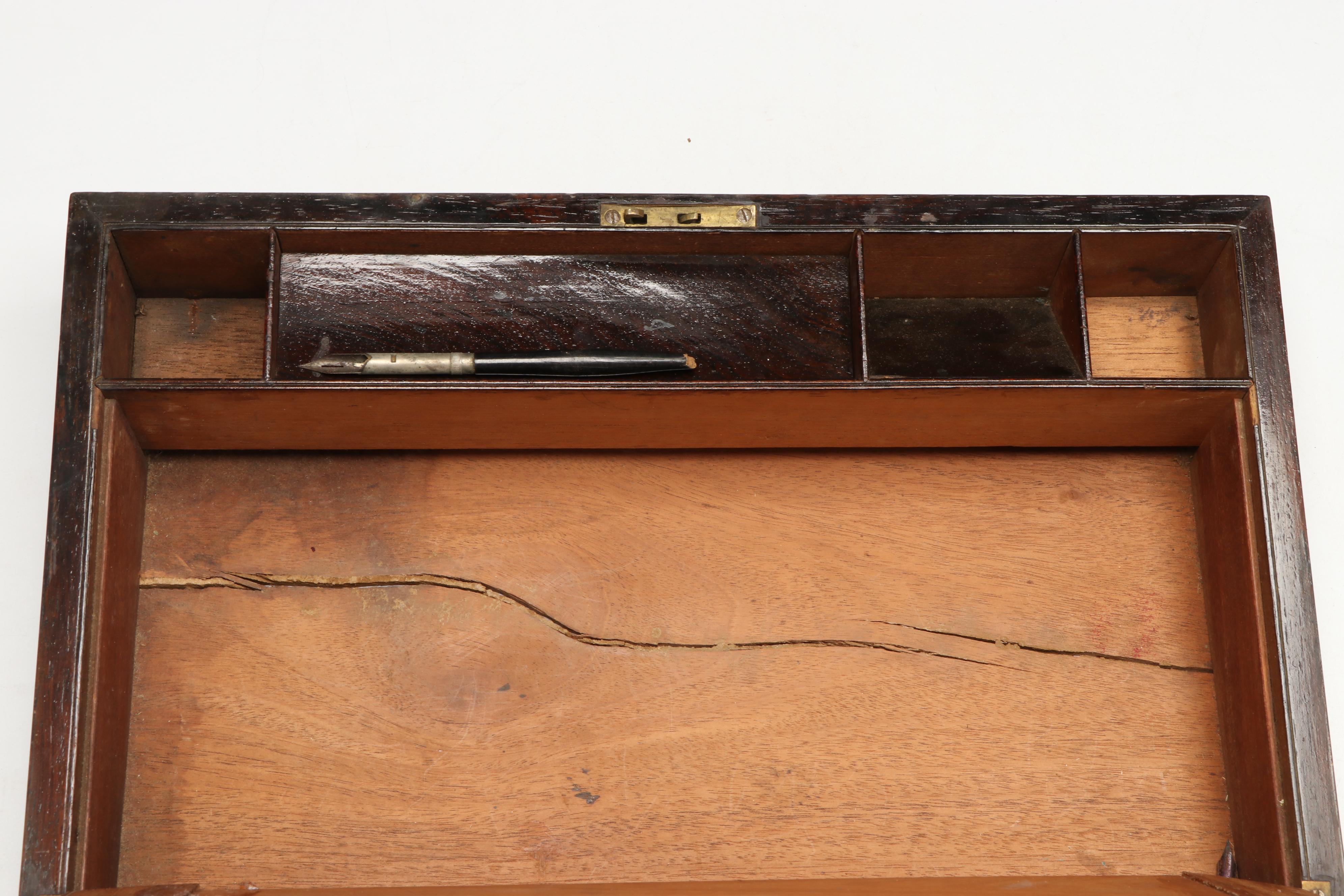 Wooden Lap Desk with Brass Finish Accents