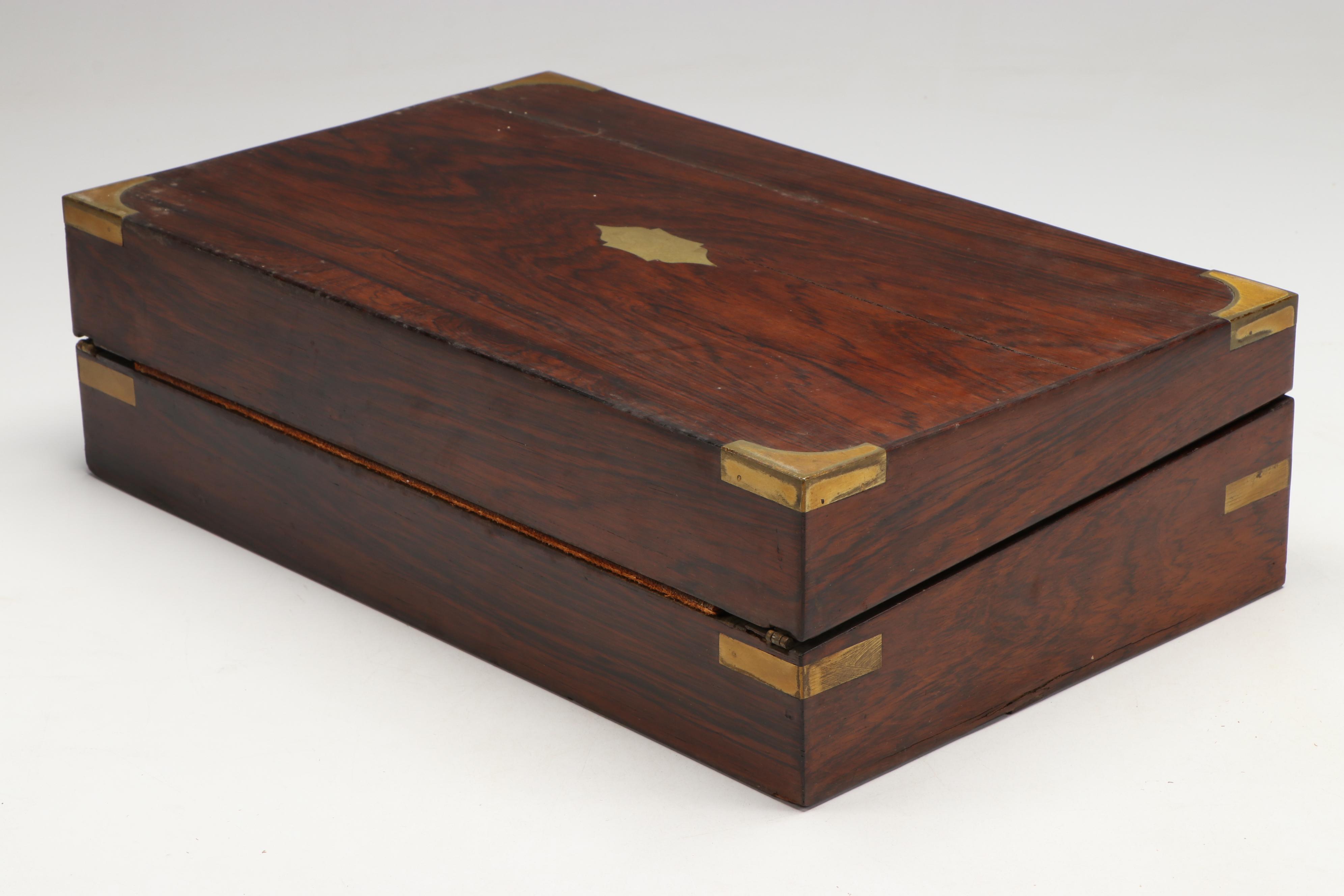 Wooden Lap Desk with Brass Finish Accents