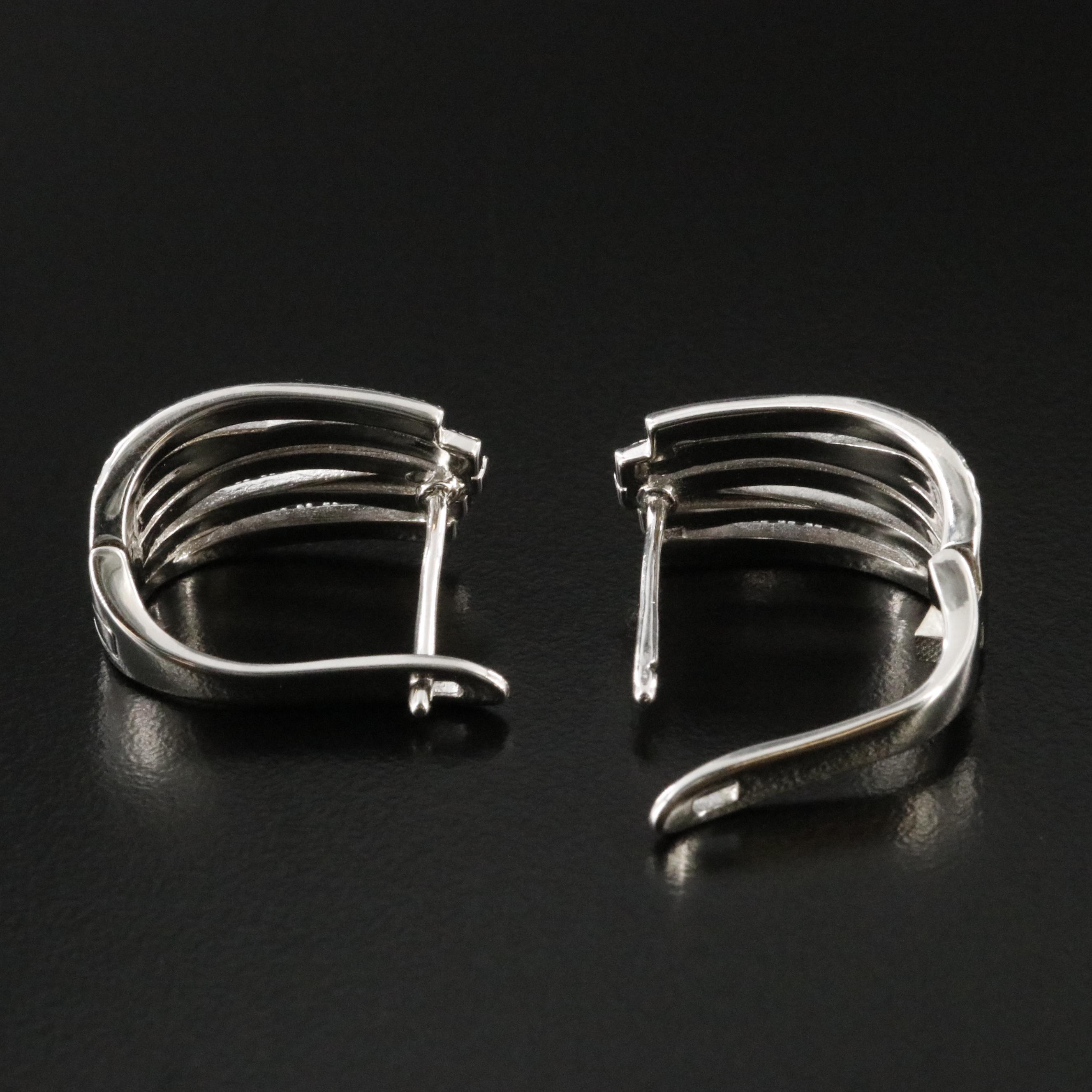 Sterling Moissanite Crossover Hoop Earrings