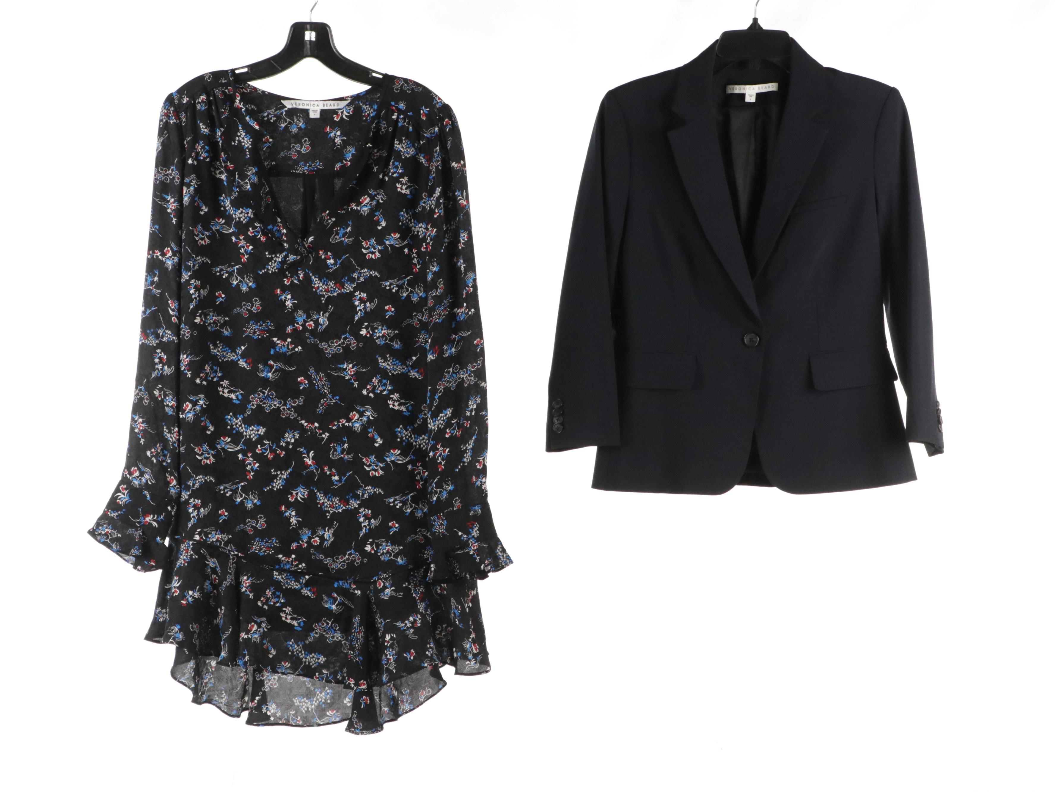 Veronica Beard and Theory Blazer, Silk Dress, Blouse, and Leather Jacket