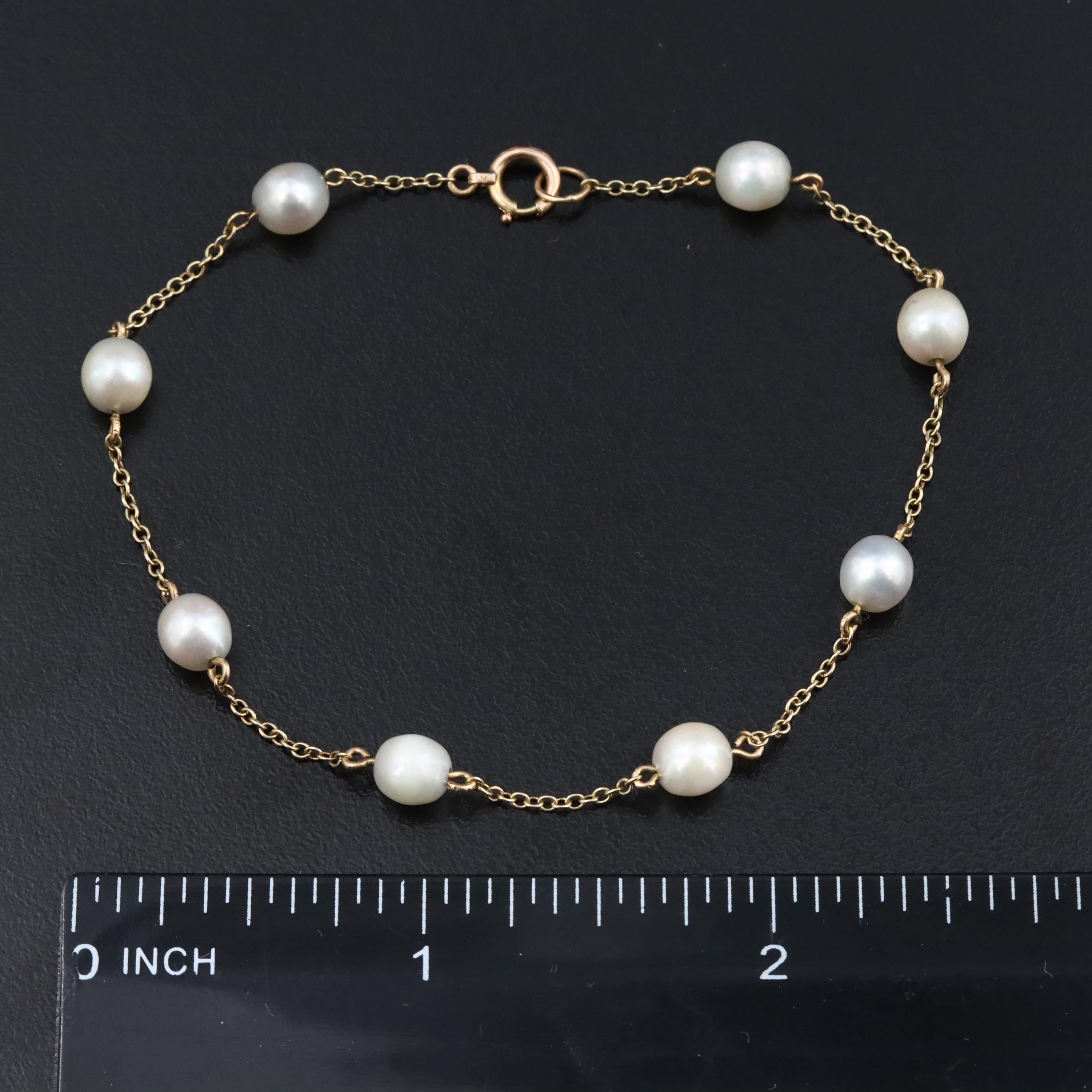 14K Pearl Station Bracelets
