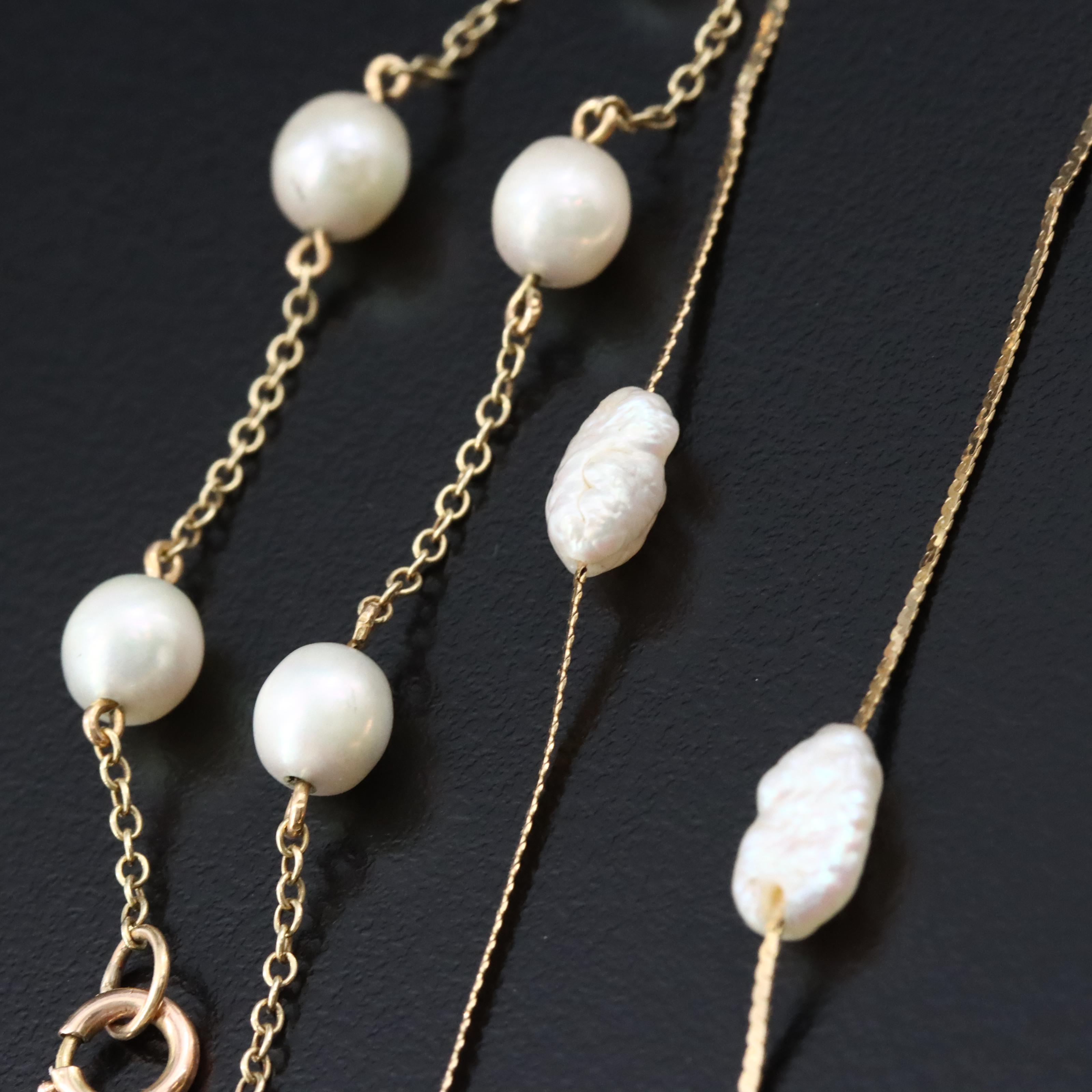 14K Pearl Station Bracelets