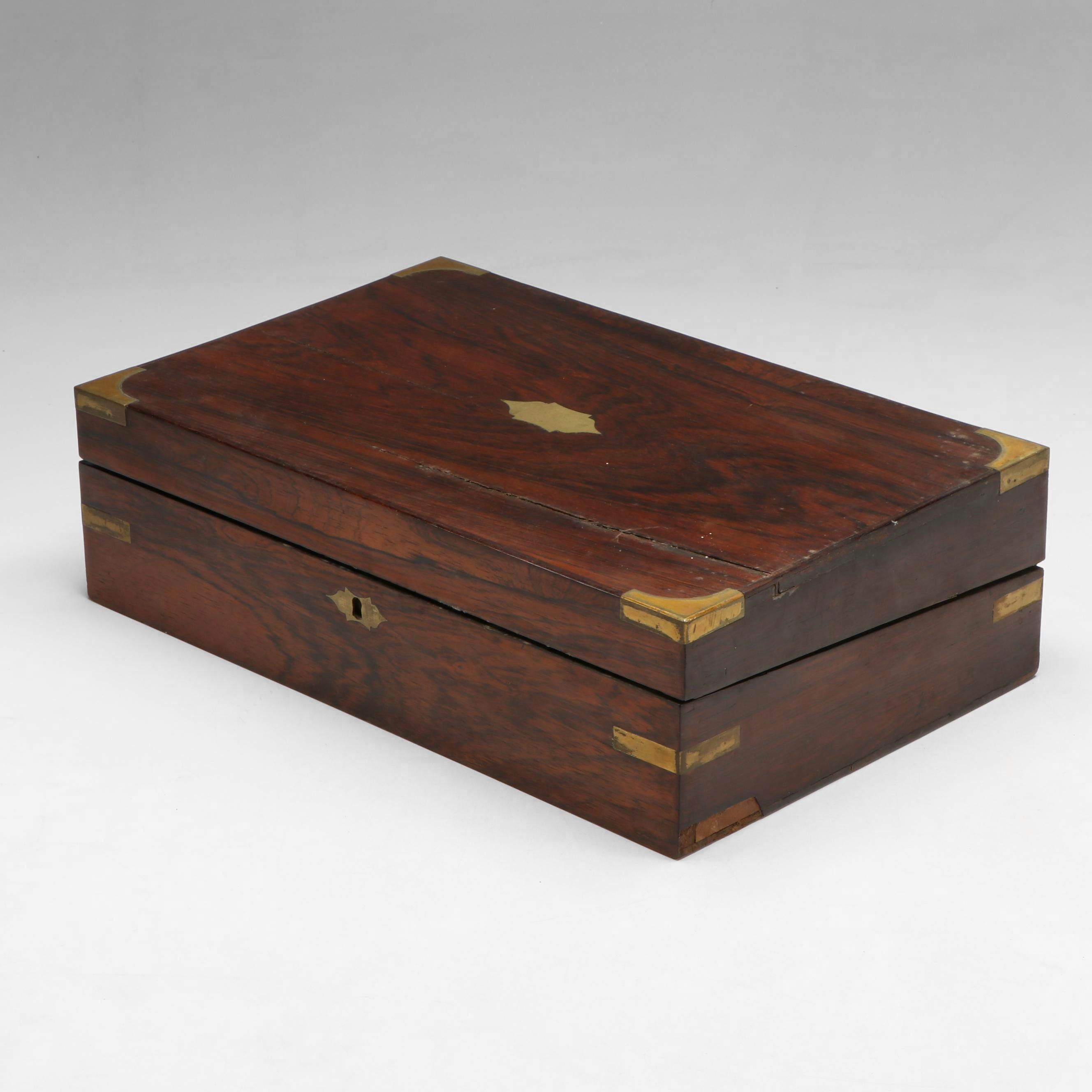 Wooden Lap Desk with Brass Finish Accents