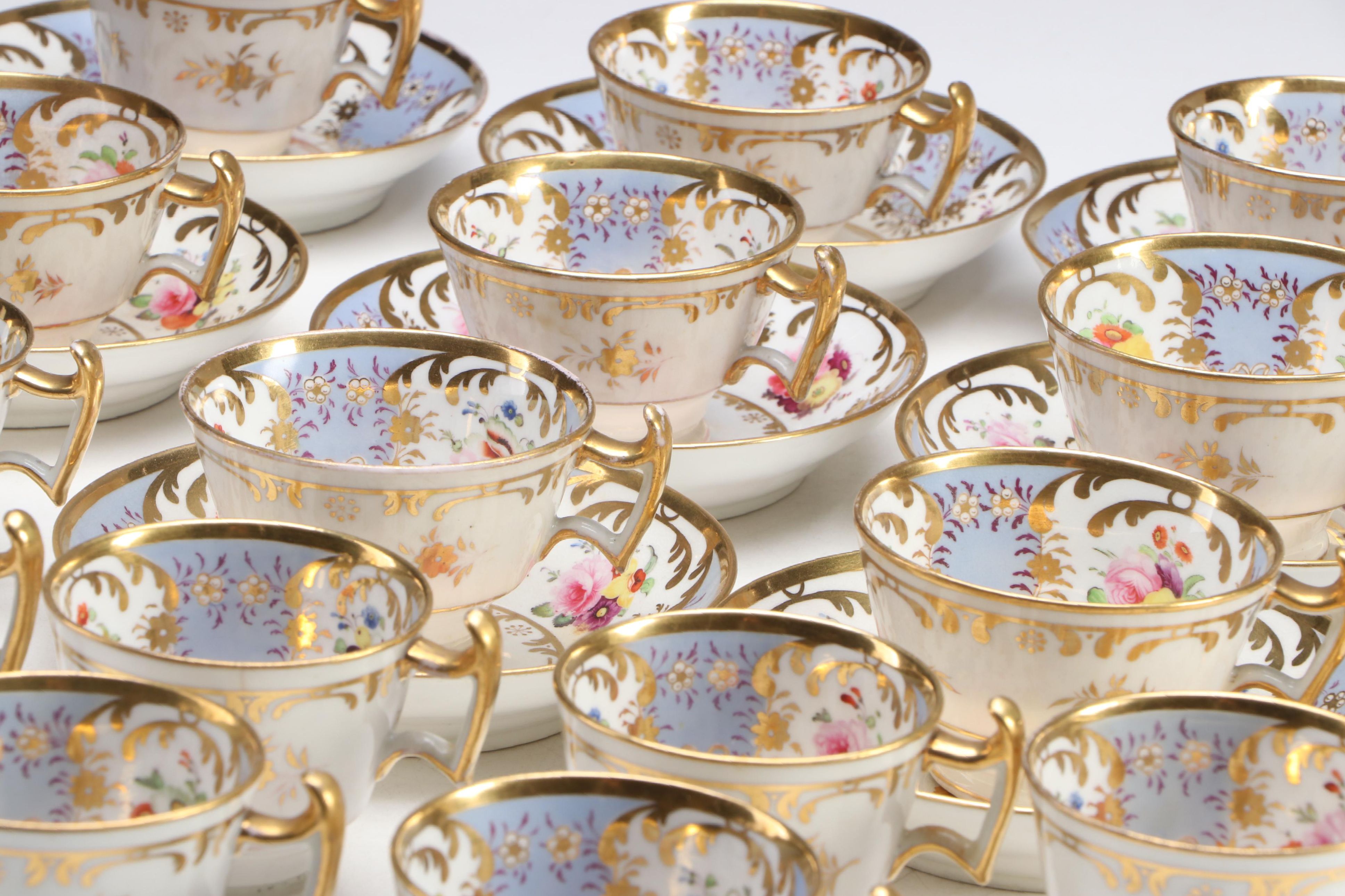 Vintage Floral Gold Gilt Porcelain Teacups and Saucers