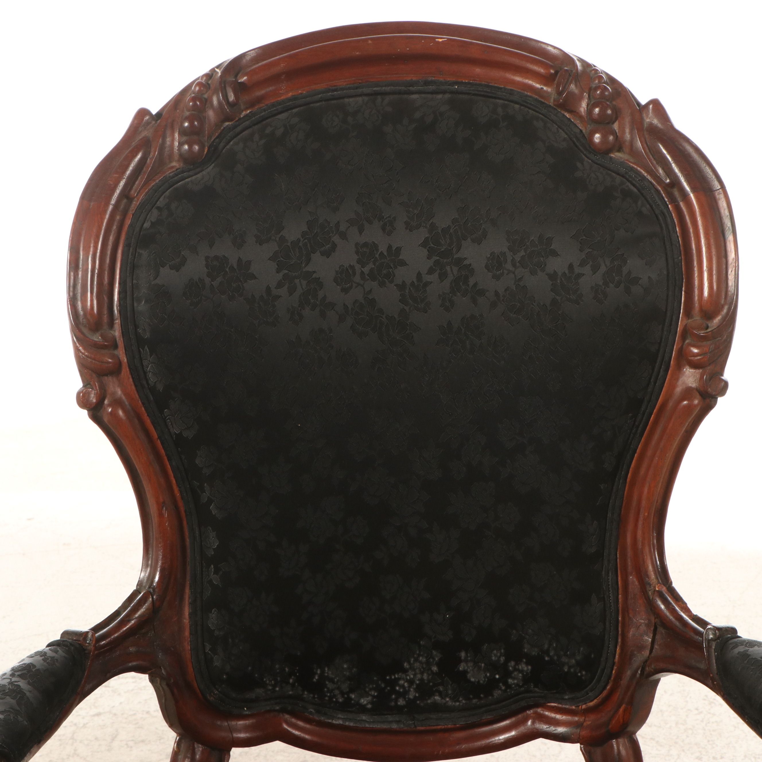 Victorian Carved Mahogany Armchair, Late 19th to Early 20th Century