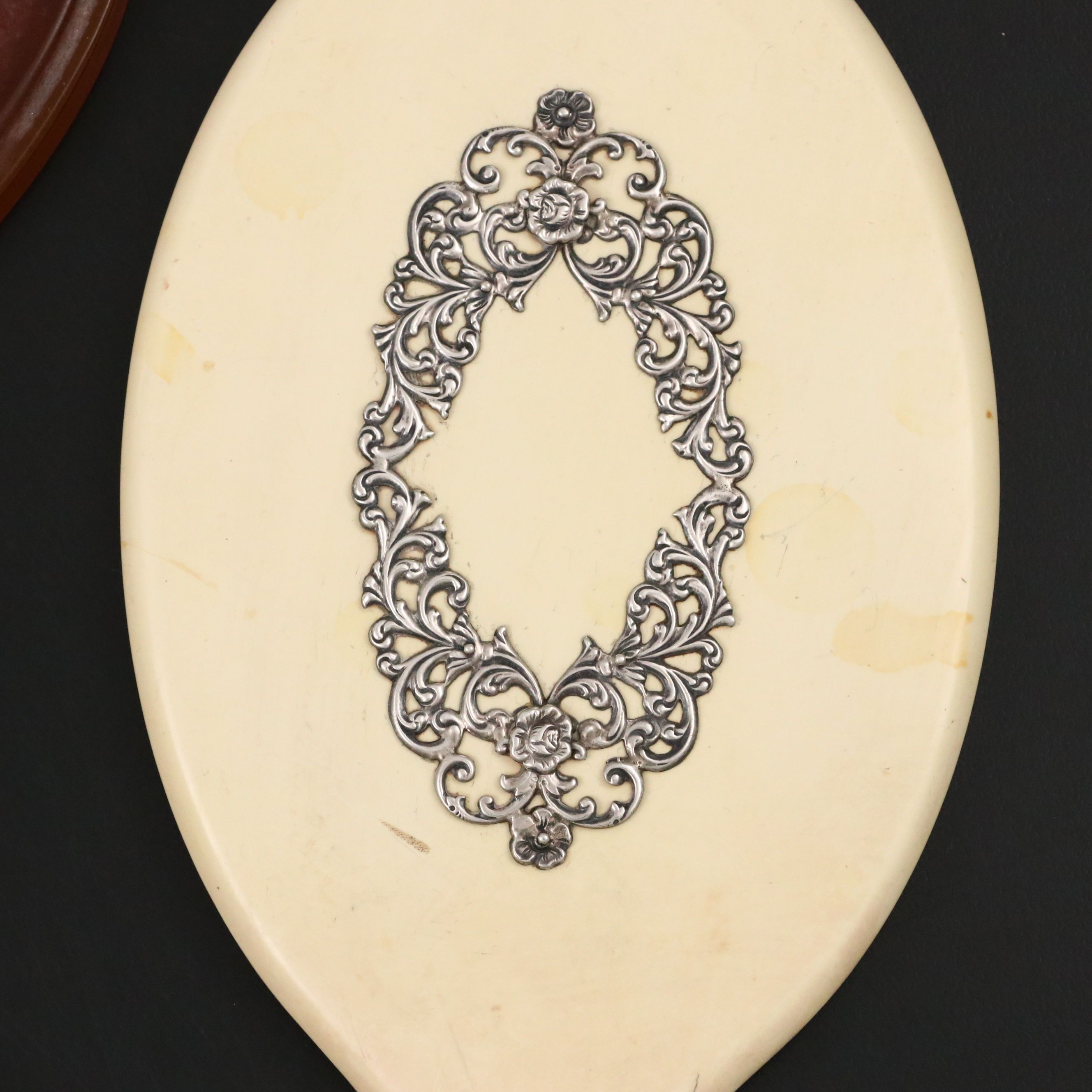La Coquette Celluloid Mirror with Sterling Silver Hand Mirrors