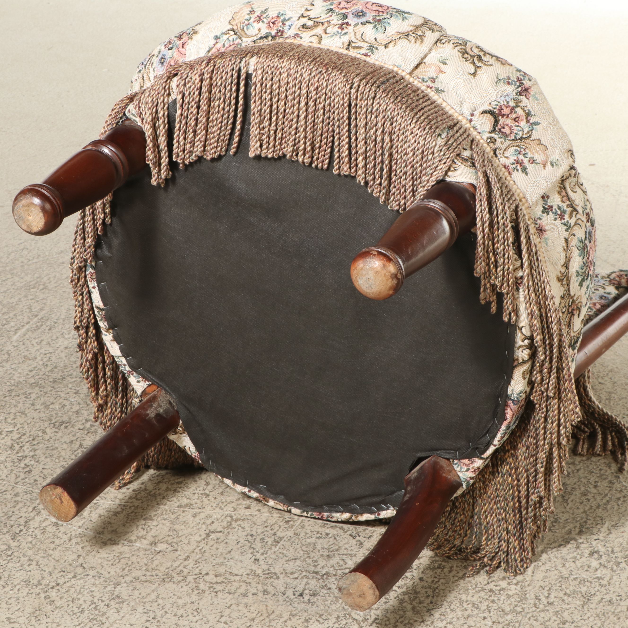 Victorian Style Upholstered Walnut Vanity Chair, Early to Mid-20th Century