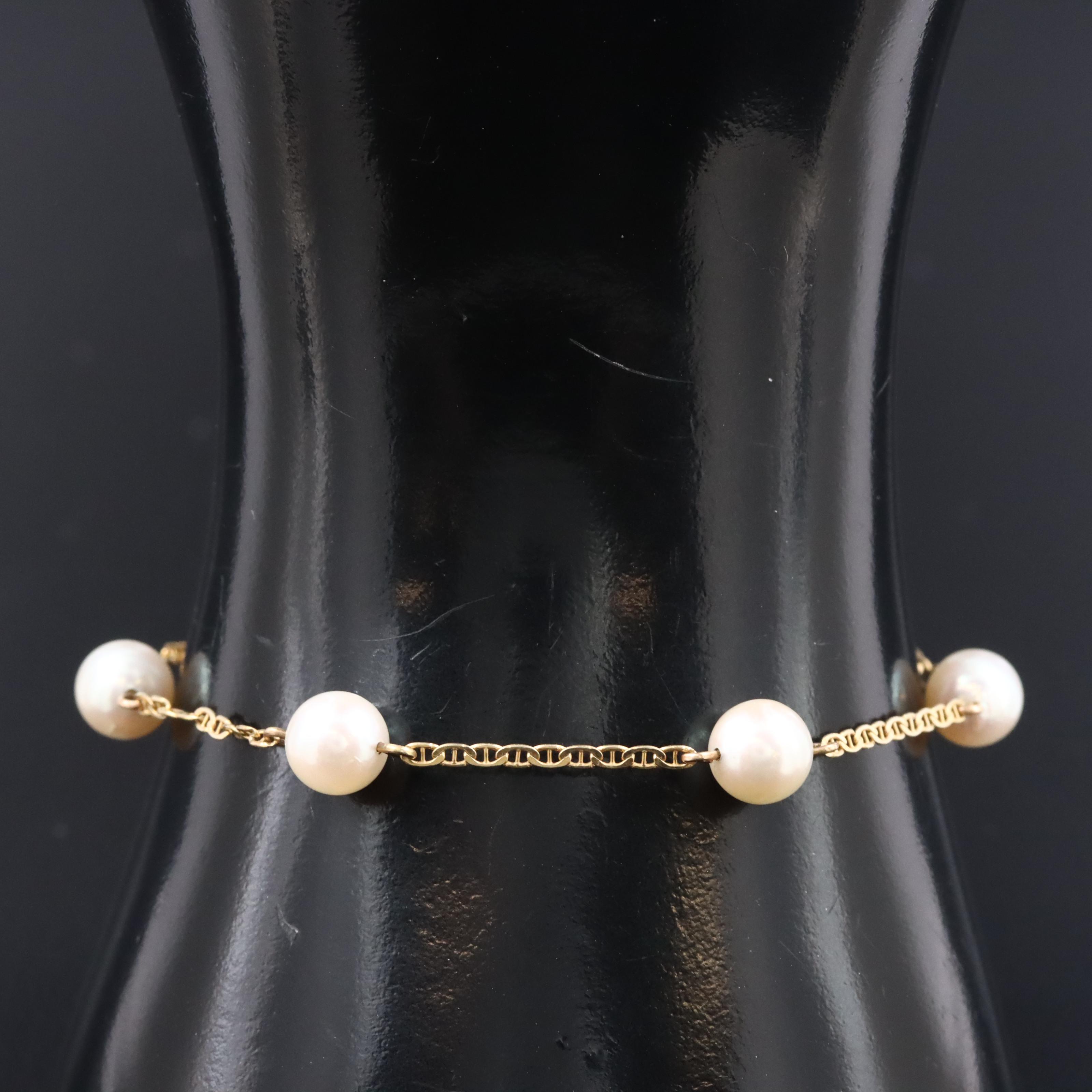 14K Pearl Station Bracelet