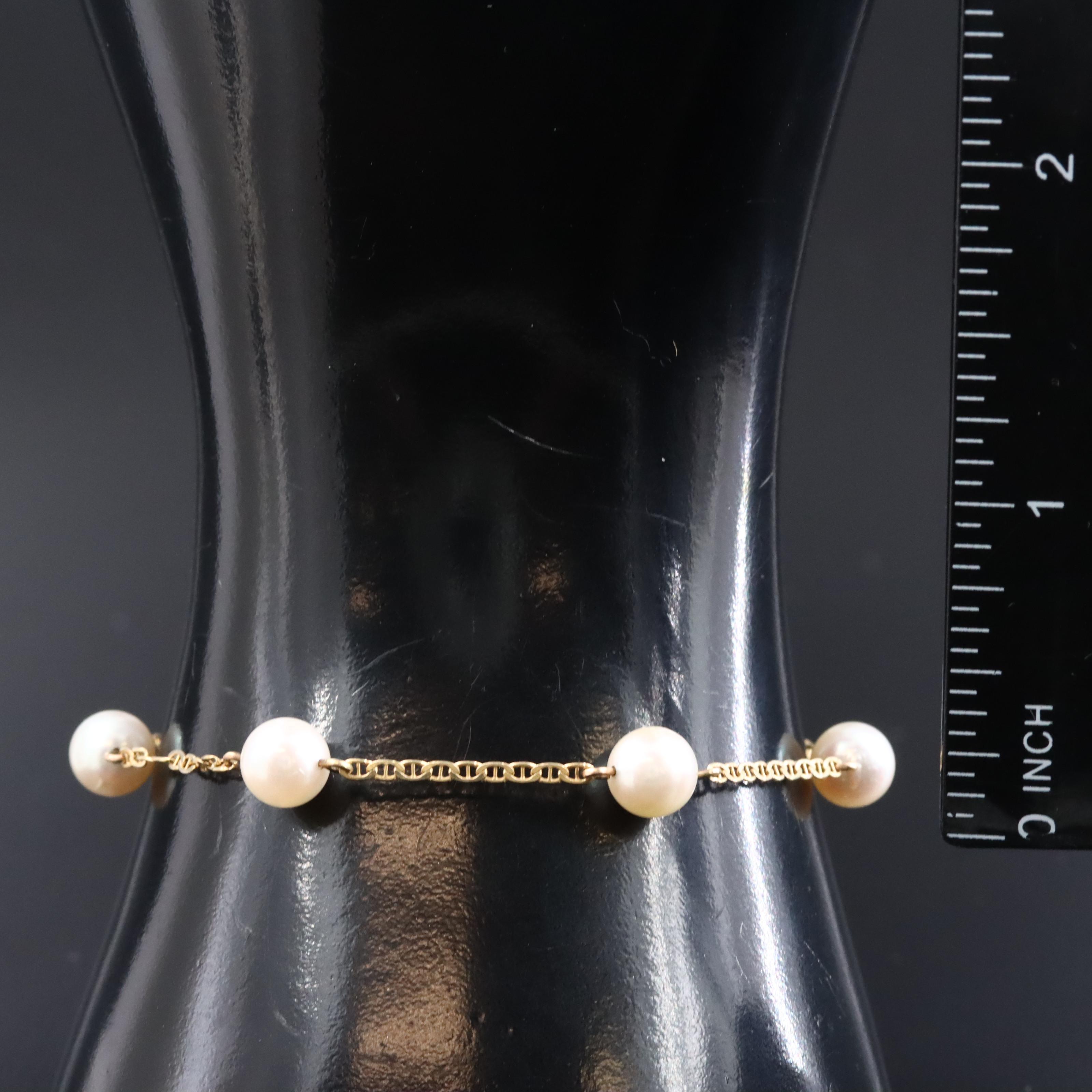 14K Pearl Station Bracelet