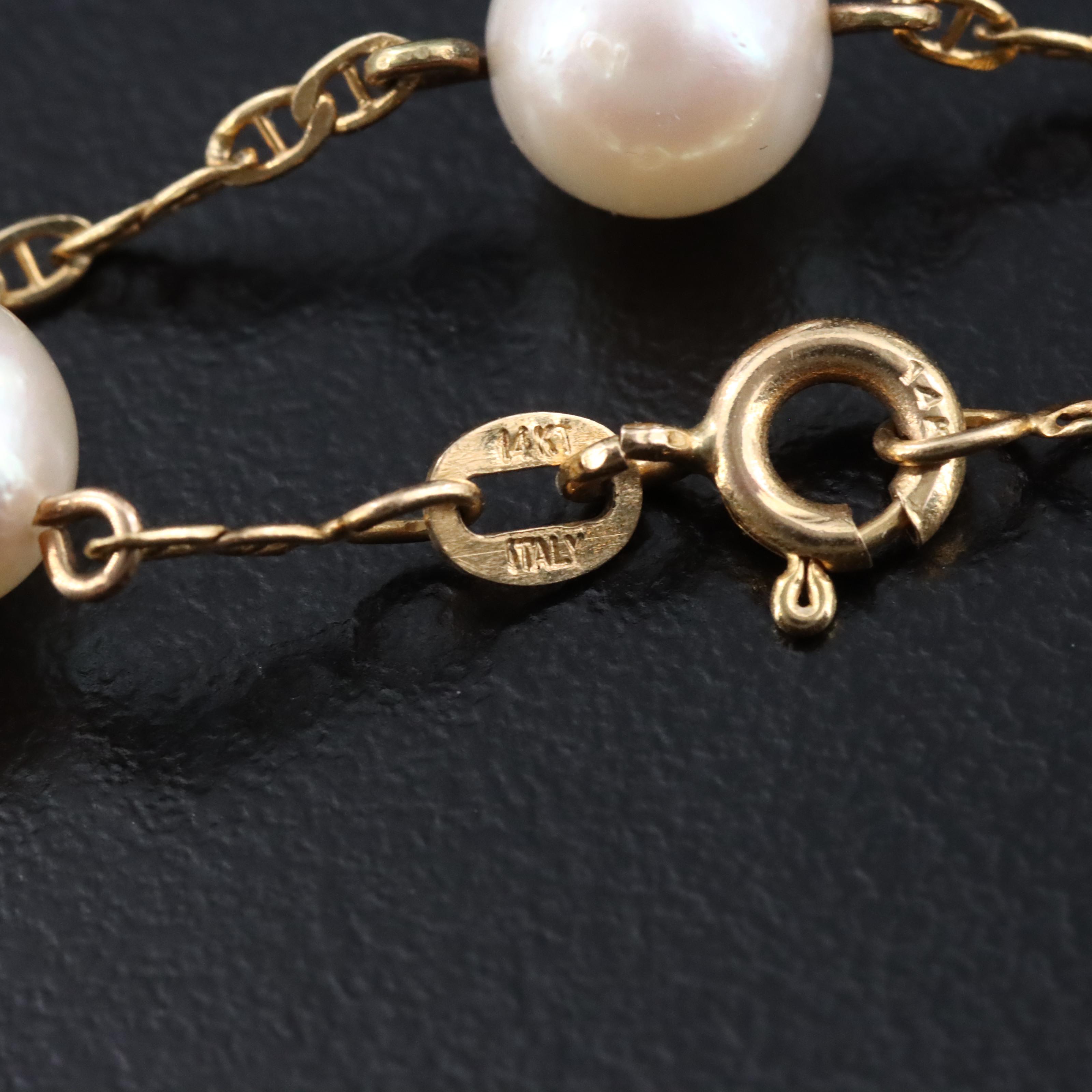 14K Pearl Station Bracelet