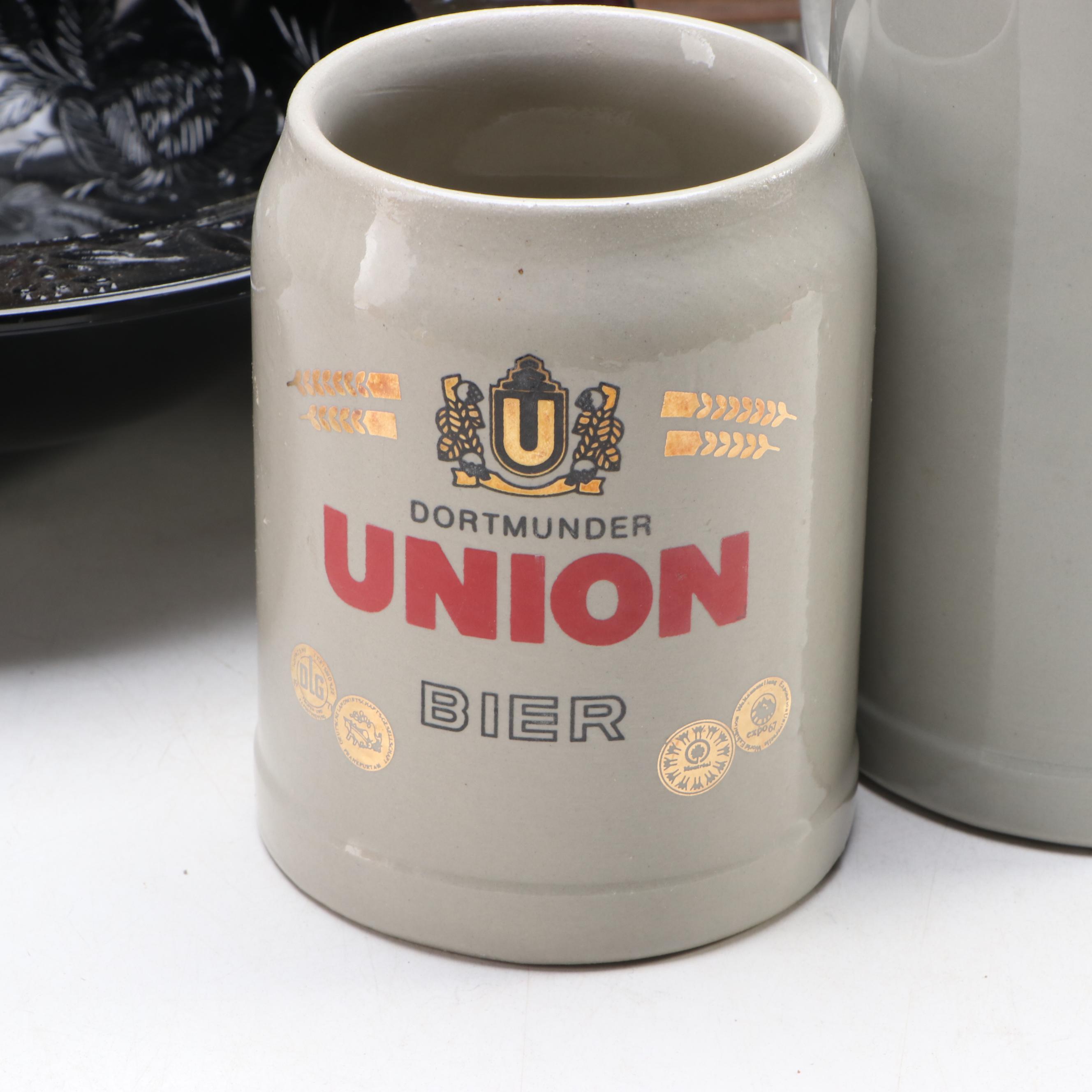 US Glass "Rose and Thorn" and Other Bowls With German Steins and More Breweriana