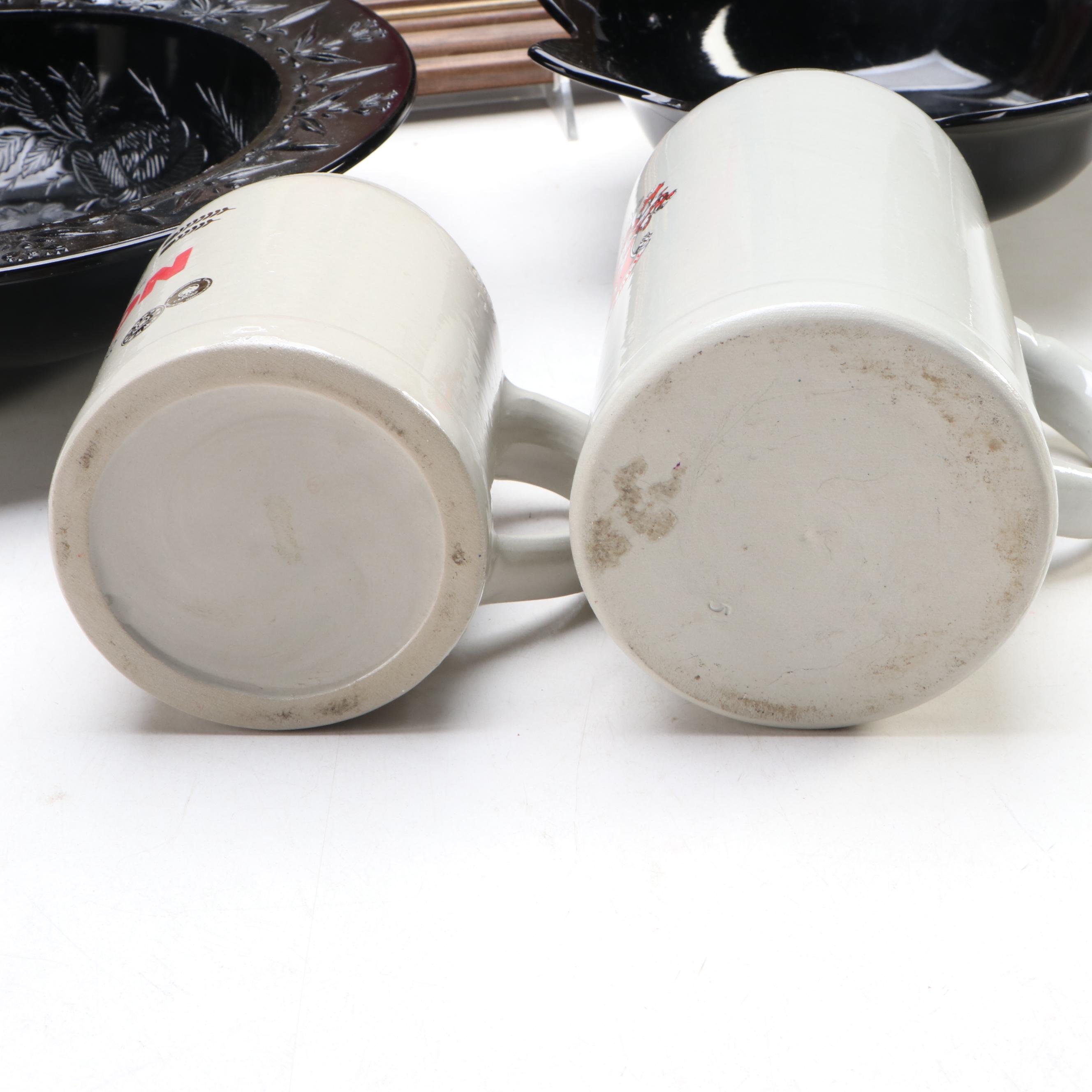 US Glass "Rose and Thorn" and Other Bowls With German Steins and More Breweriana