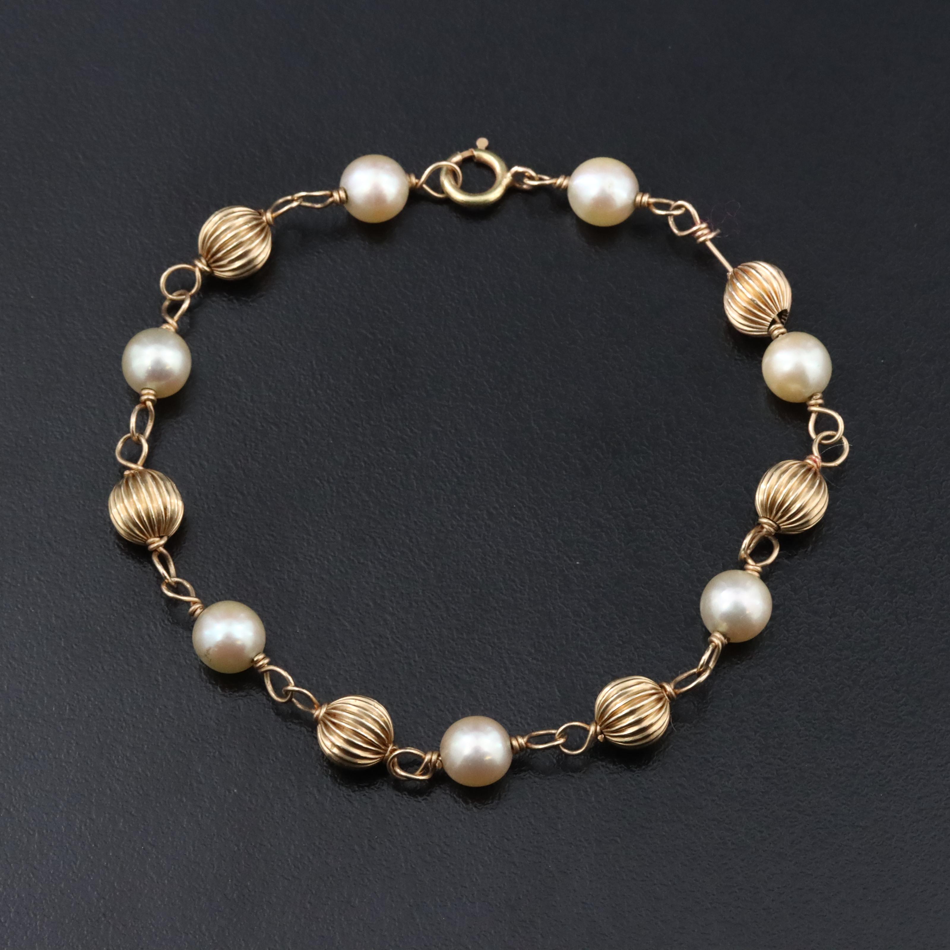 14K Pearl Station Bracelet