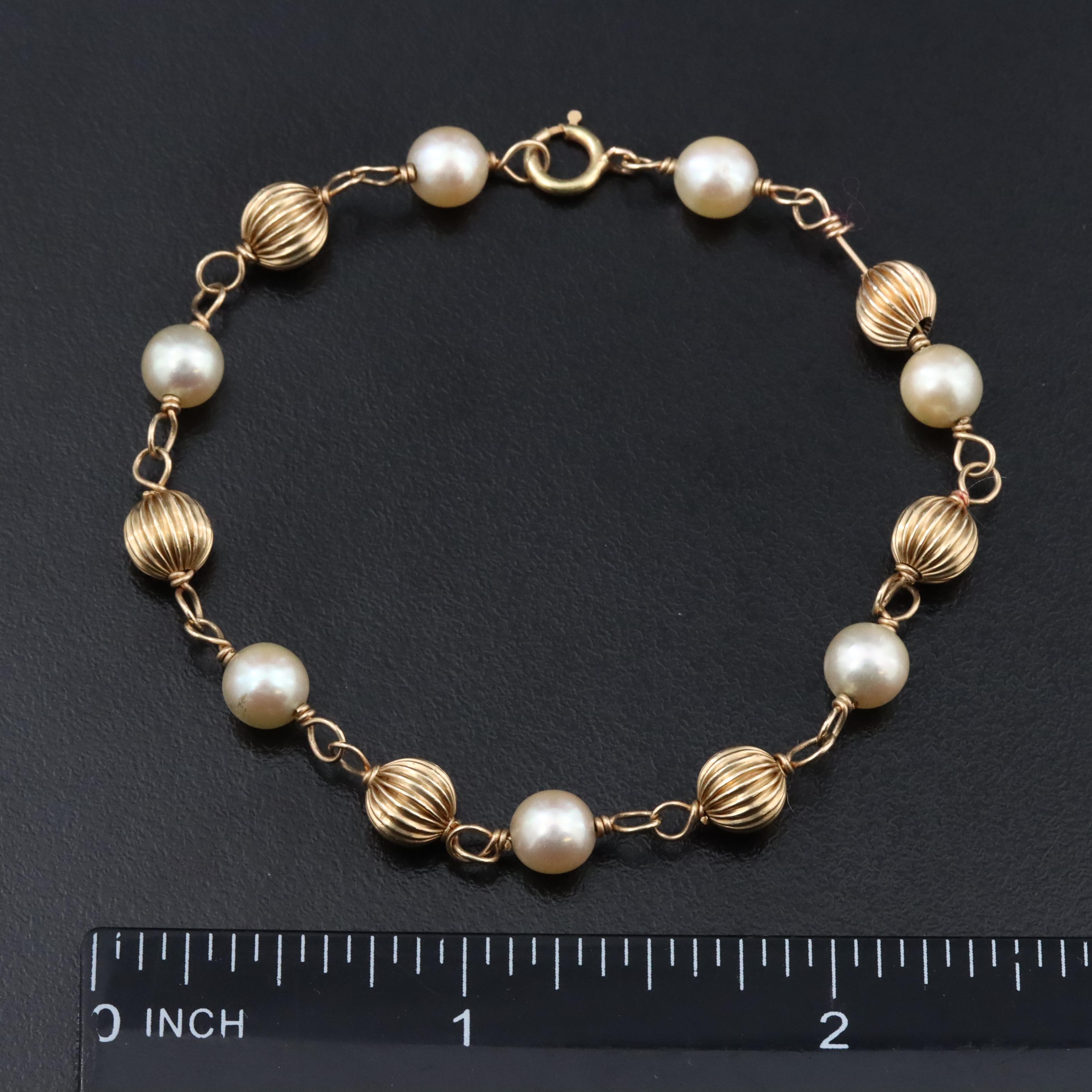 14K Pearl Station Bracelet
