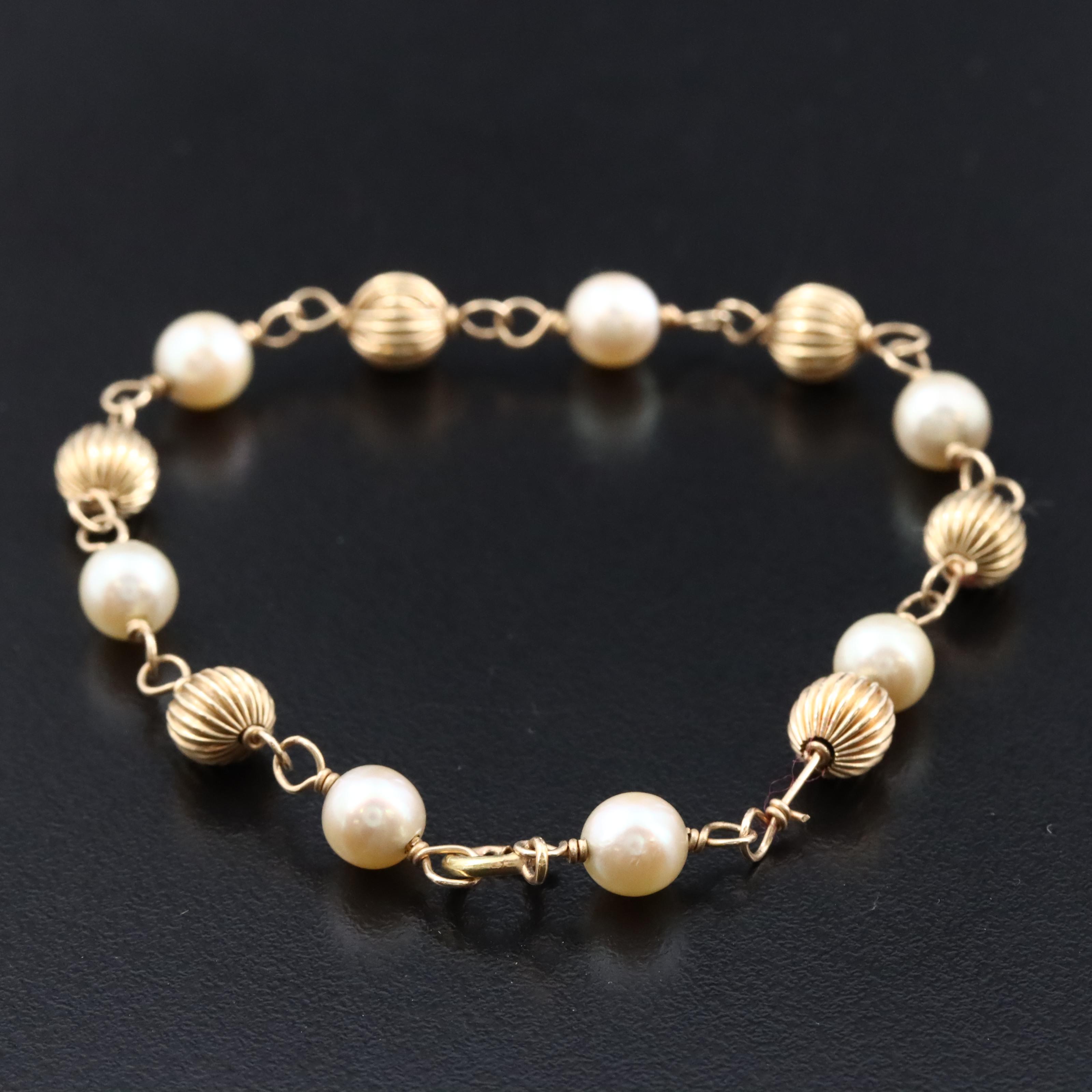 14K Pearl Station Bracelet