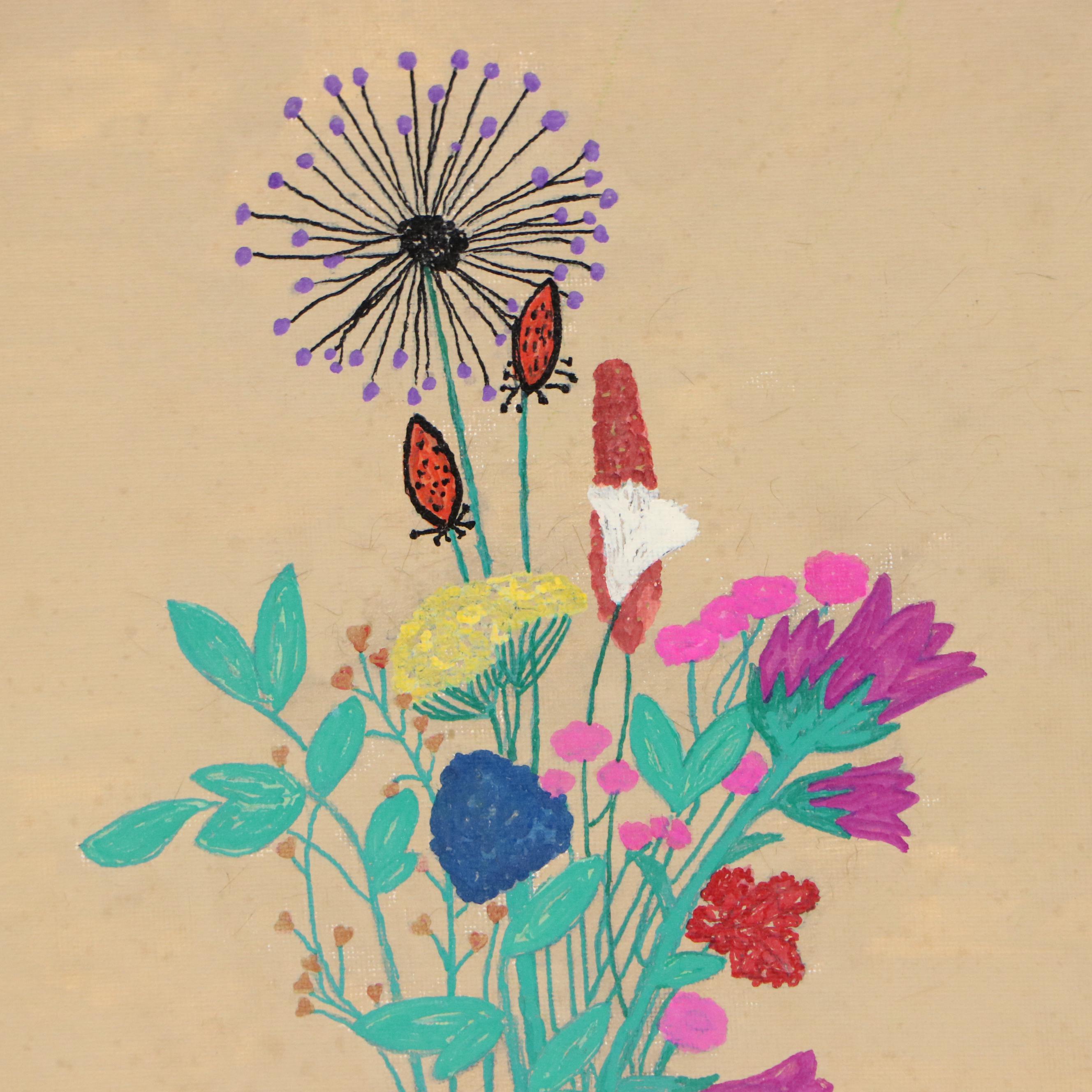 Acrylic Painting of Wildflower Bunch, 21st Century