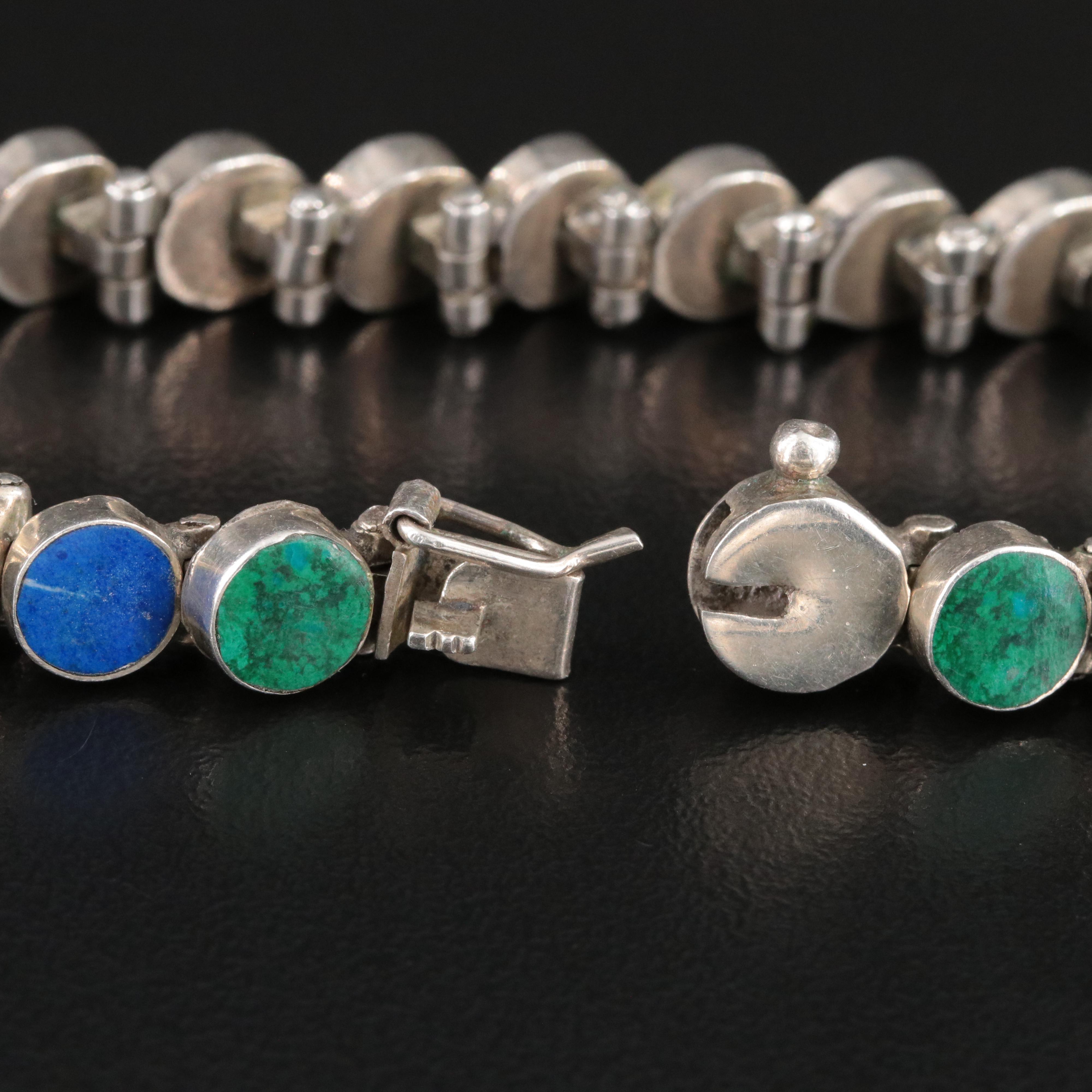 875 Silver Lapis Lazuli and Chrysocolla Bracelet