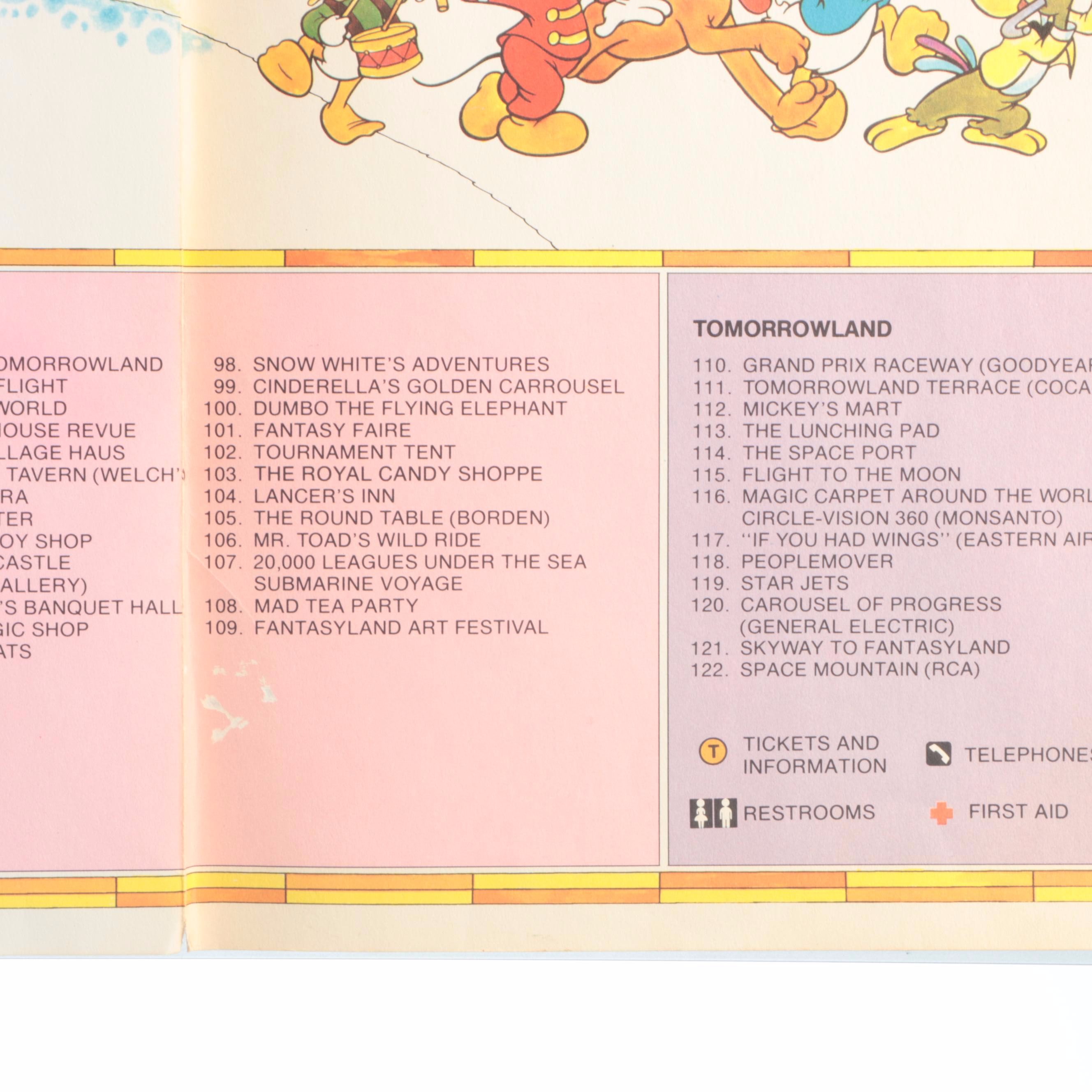 "A Guide to the Magic Kingdom of Walt Disney World" Lithograph Map, 1970s