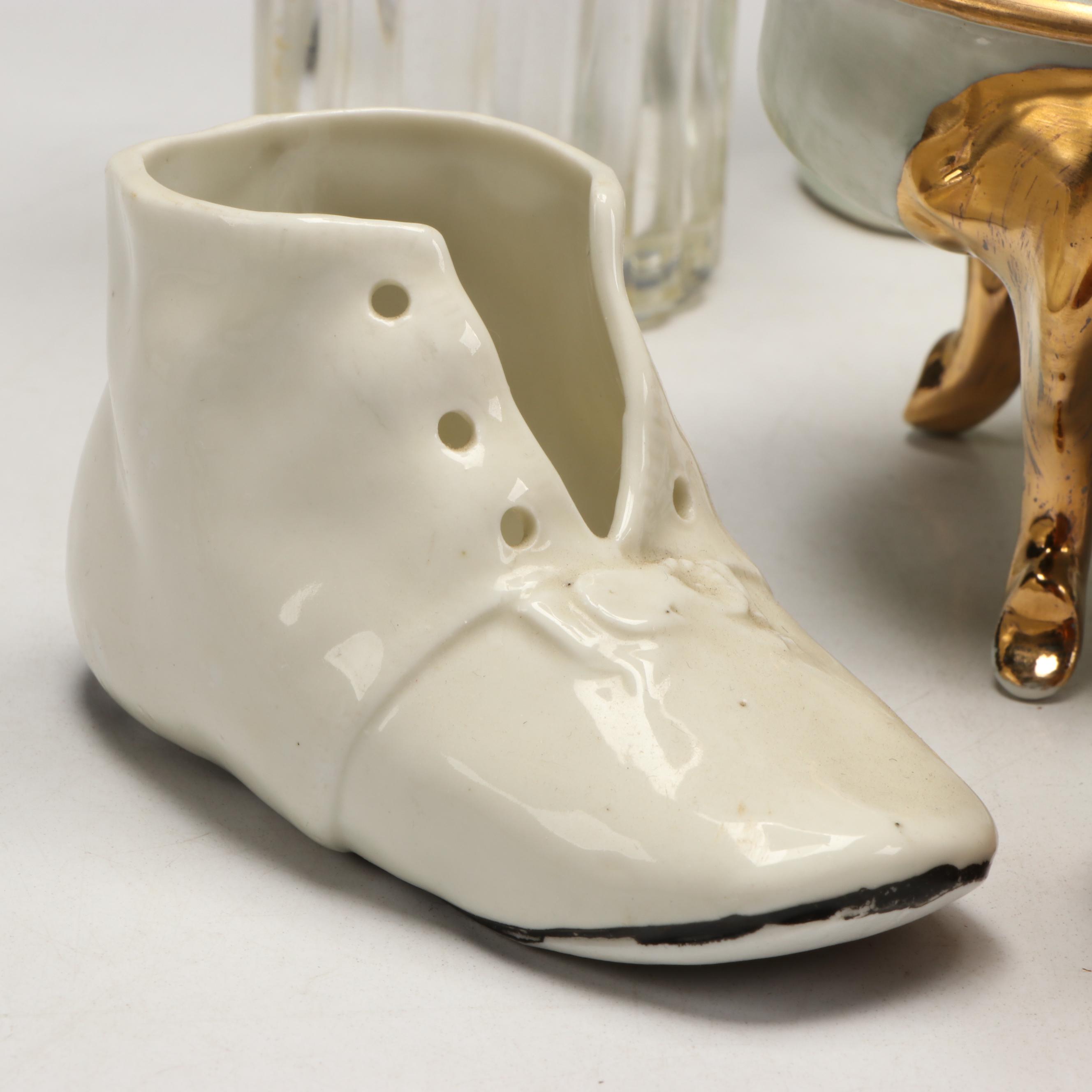 Balenciaga "Quadrille" Perfume Bottle, Copper Plate Baby Shoe, and More