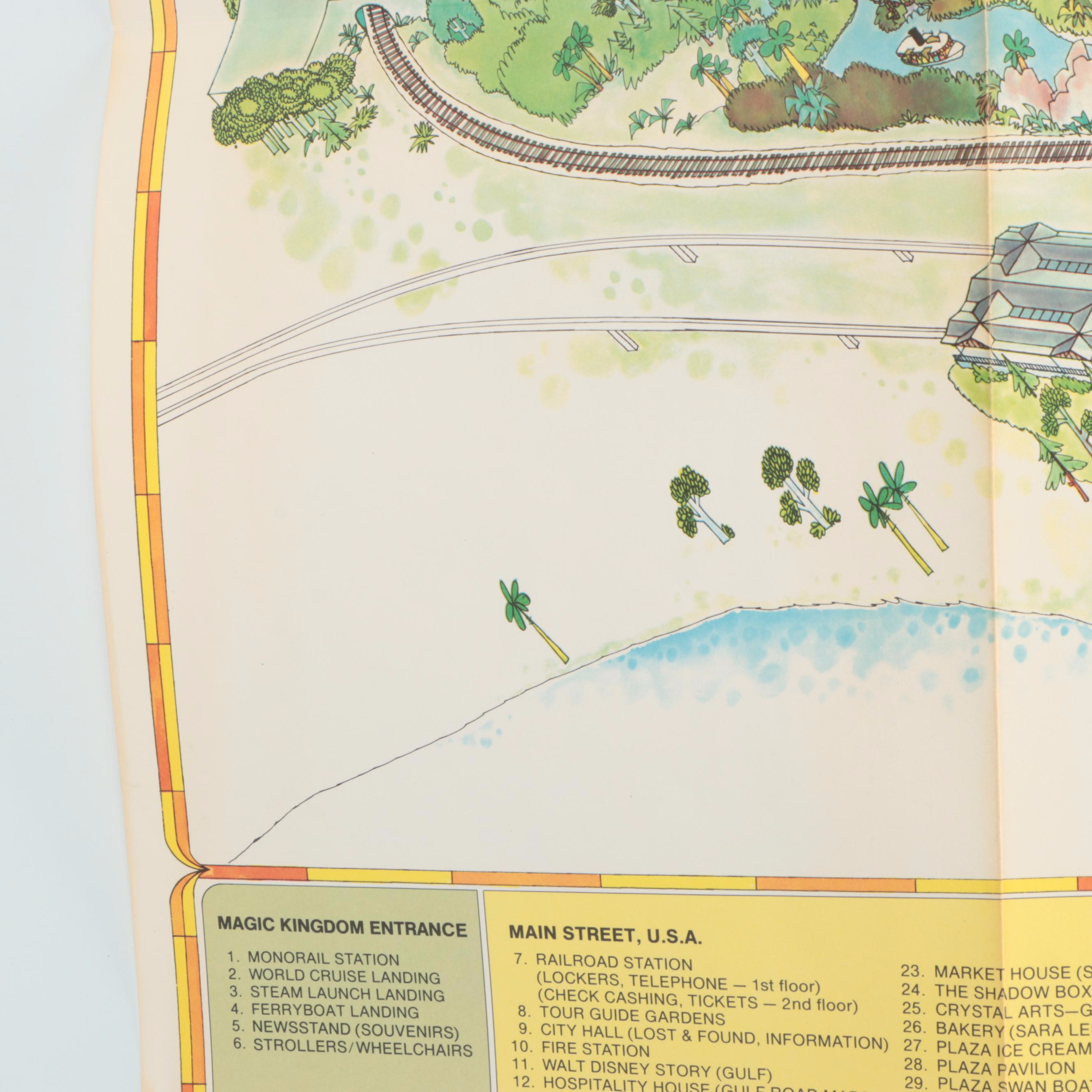 "A Guide to the Magic Kingdom of Walt Disney World" Lithograph Map, 1970s