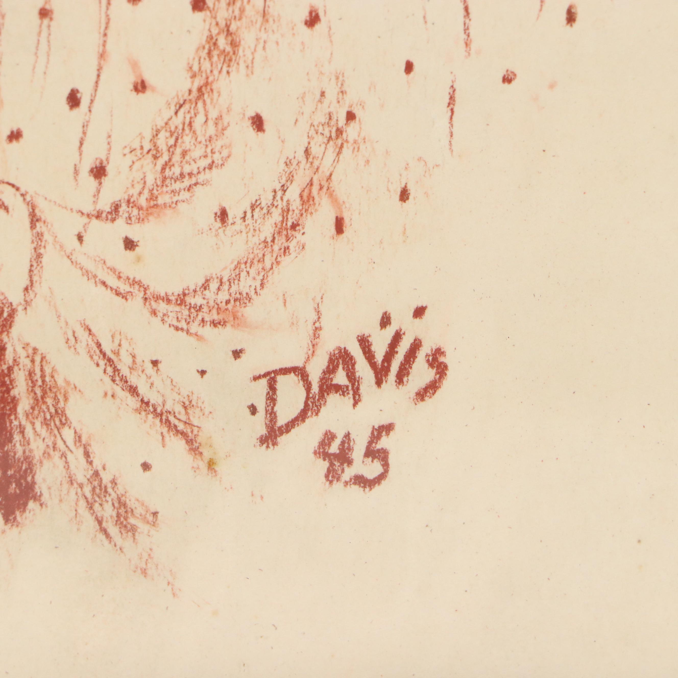 Pastel Drawing of Woman with Vintage Updo, 1945