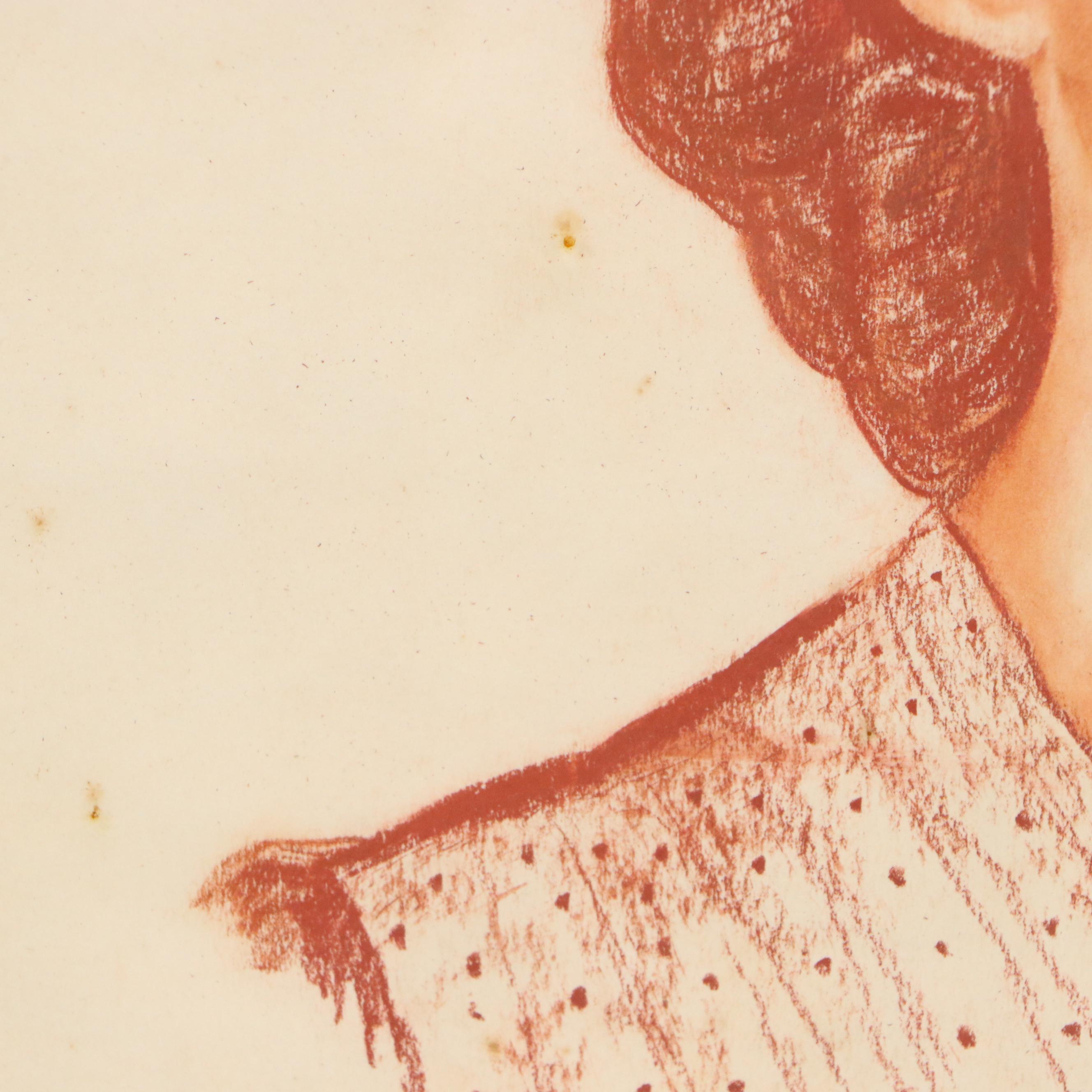 Pastel Drawing of Woman with Vintage Updo, 1945