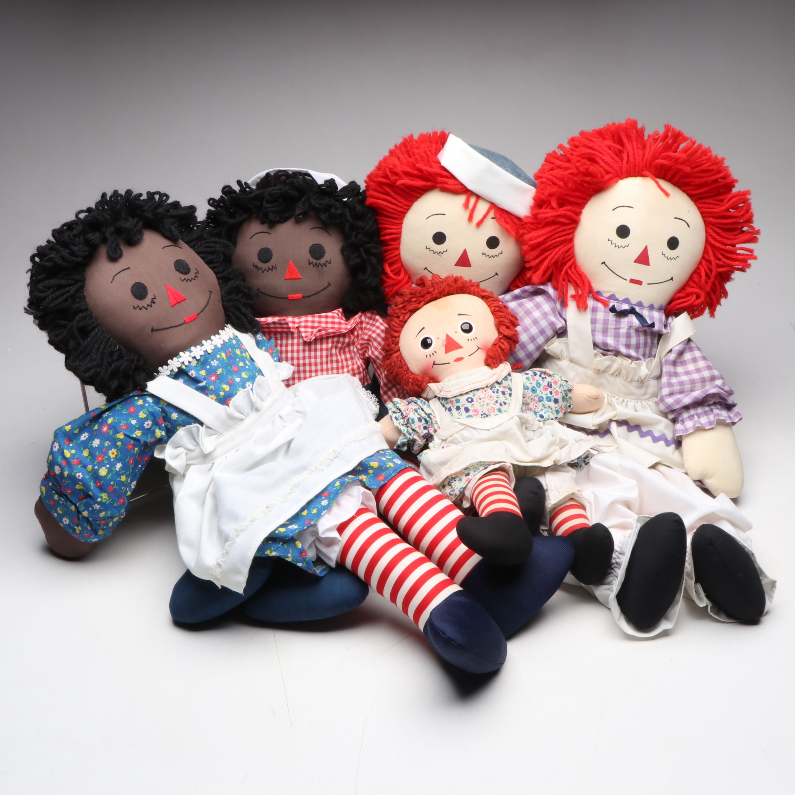 Raggedy Ann and Andy Cloth Dolls, Mid to Late 20th Century