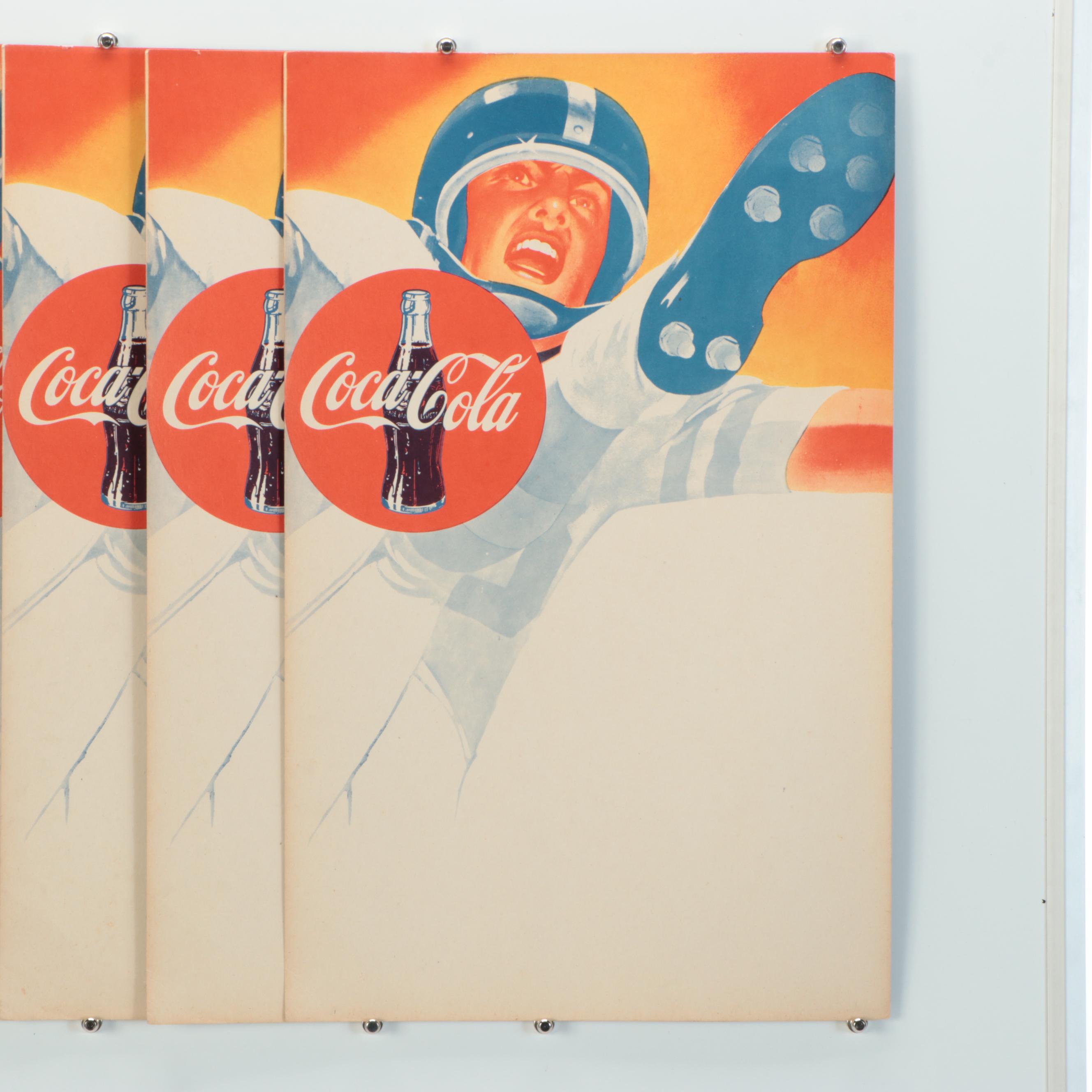 Coca-Cola Football Cardboard Advertising Store Display Signs, 1950s