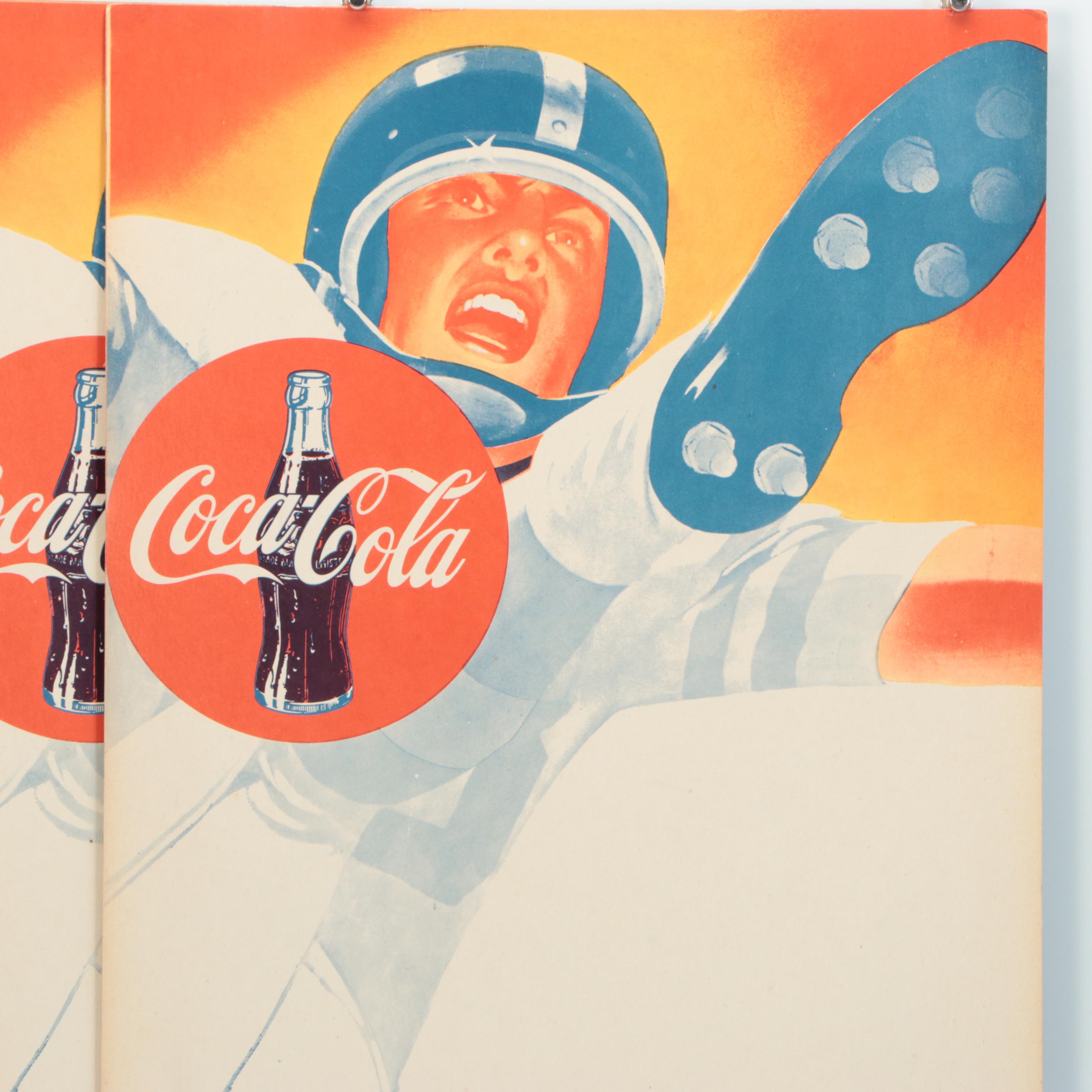 Coca-Cola Football Cardboard Advertising Store Display Signs, 1950s