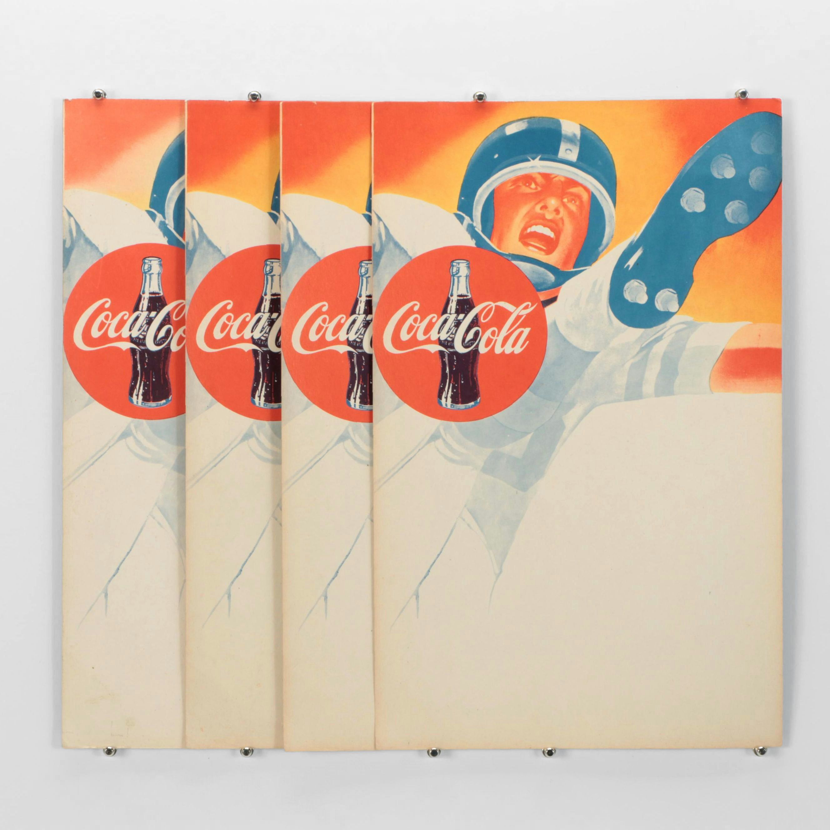 Coca-Cola Football Cardboard Advertising Store Display Signs, 1950s